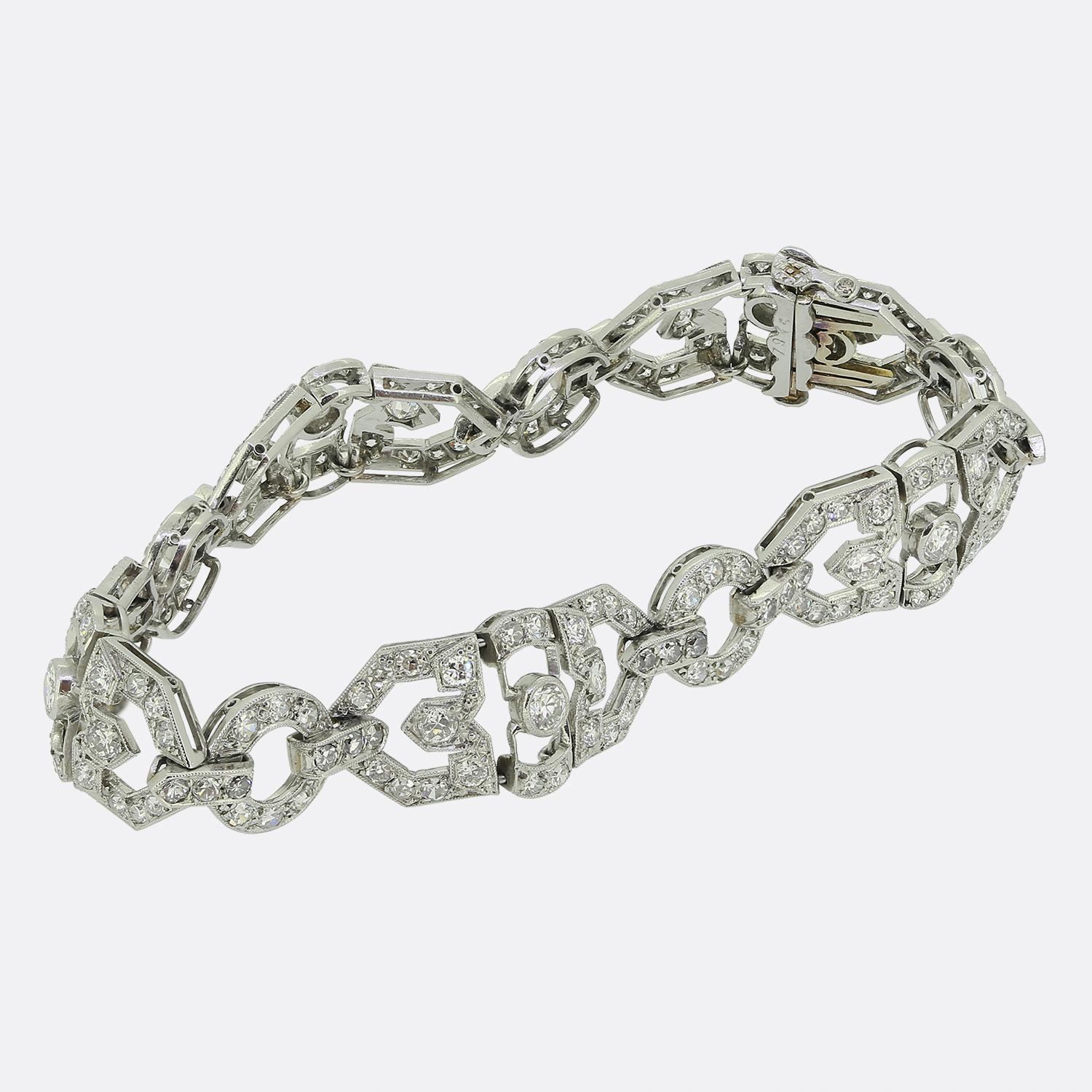 Pulsera de diamantes Art Déco Art Decó en venta