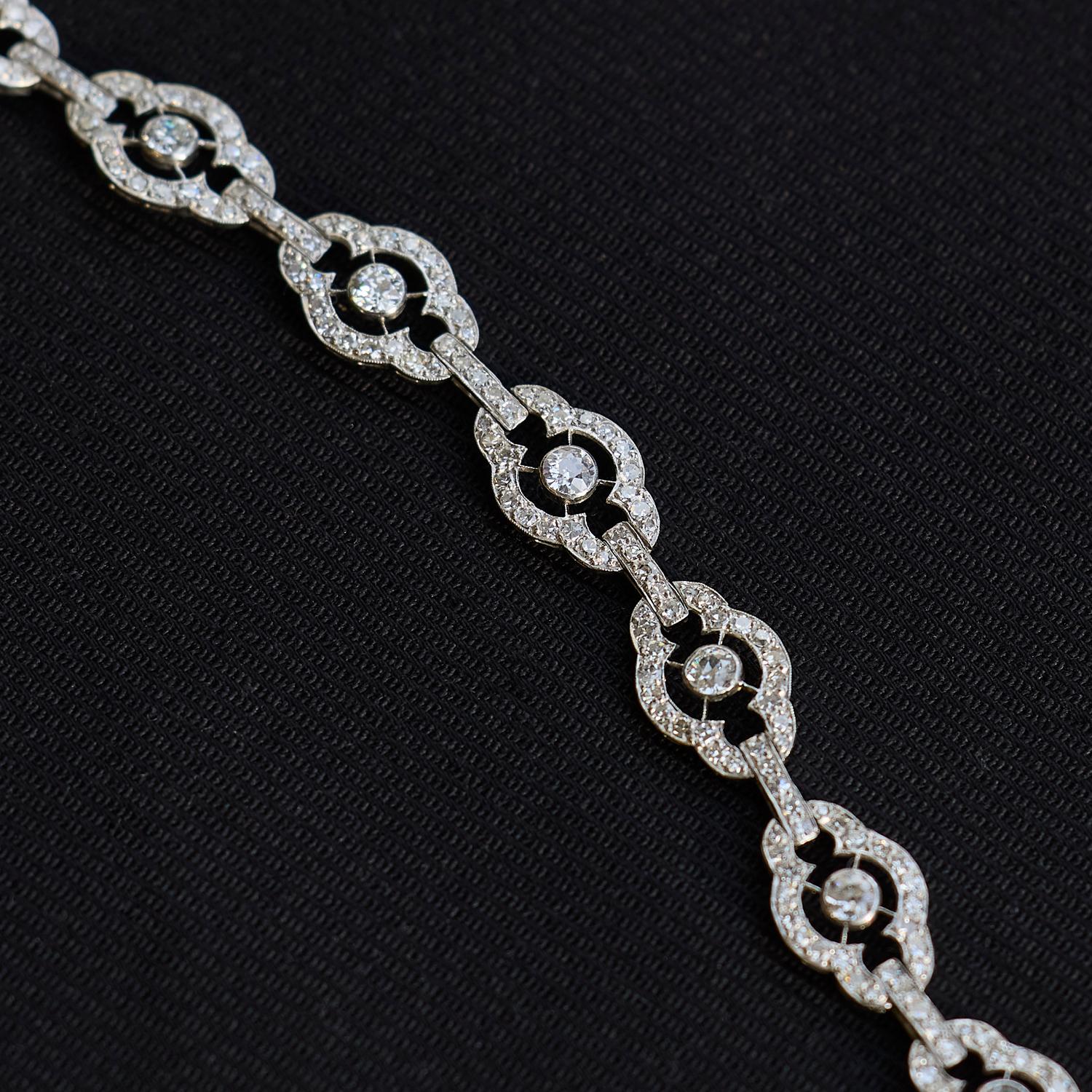 Pulsera de diamantes Art Déco Corte europeo antiguo en venta