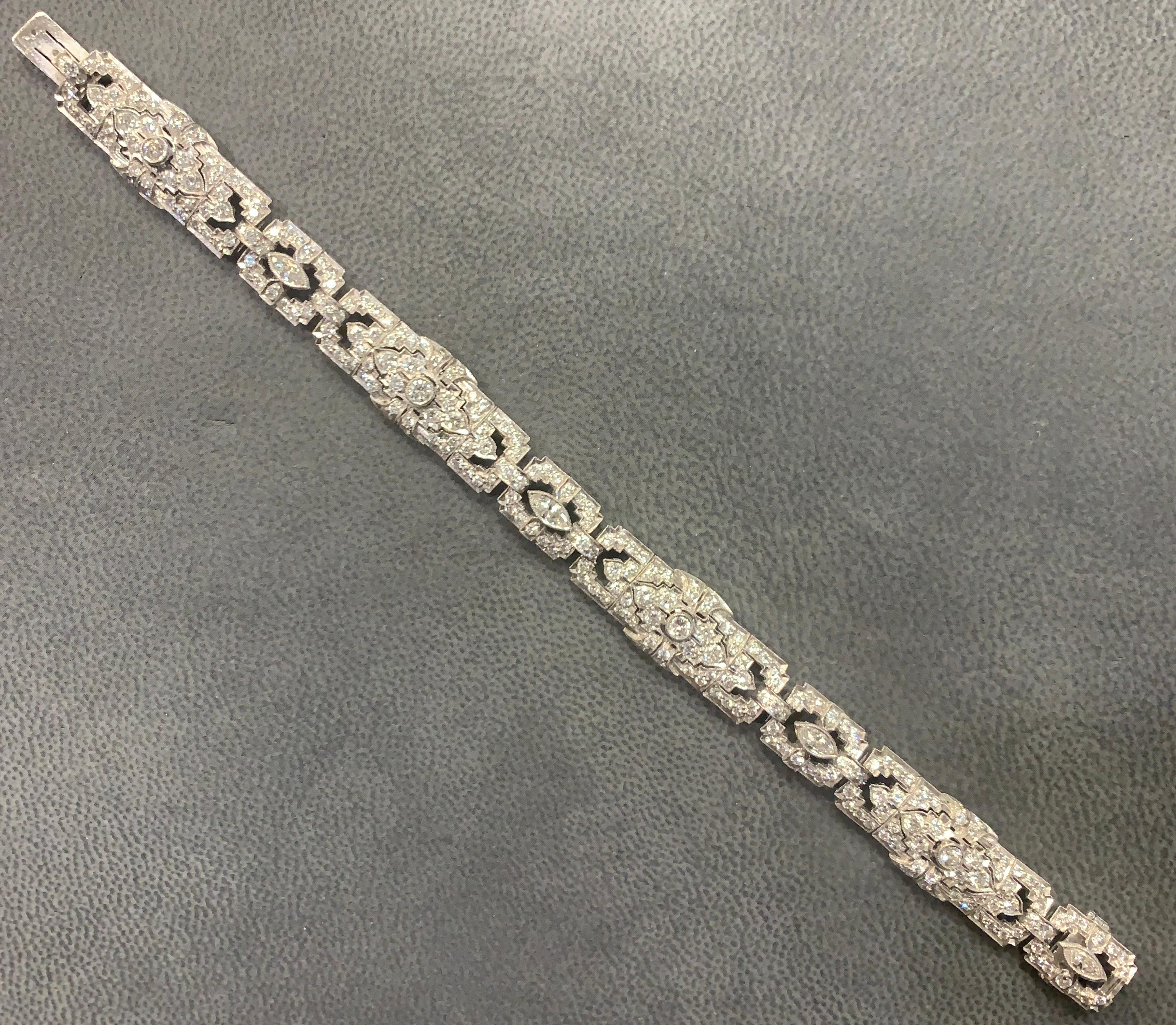 Pulsera de diamantes Art Déco Corte marquesa en venta