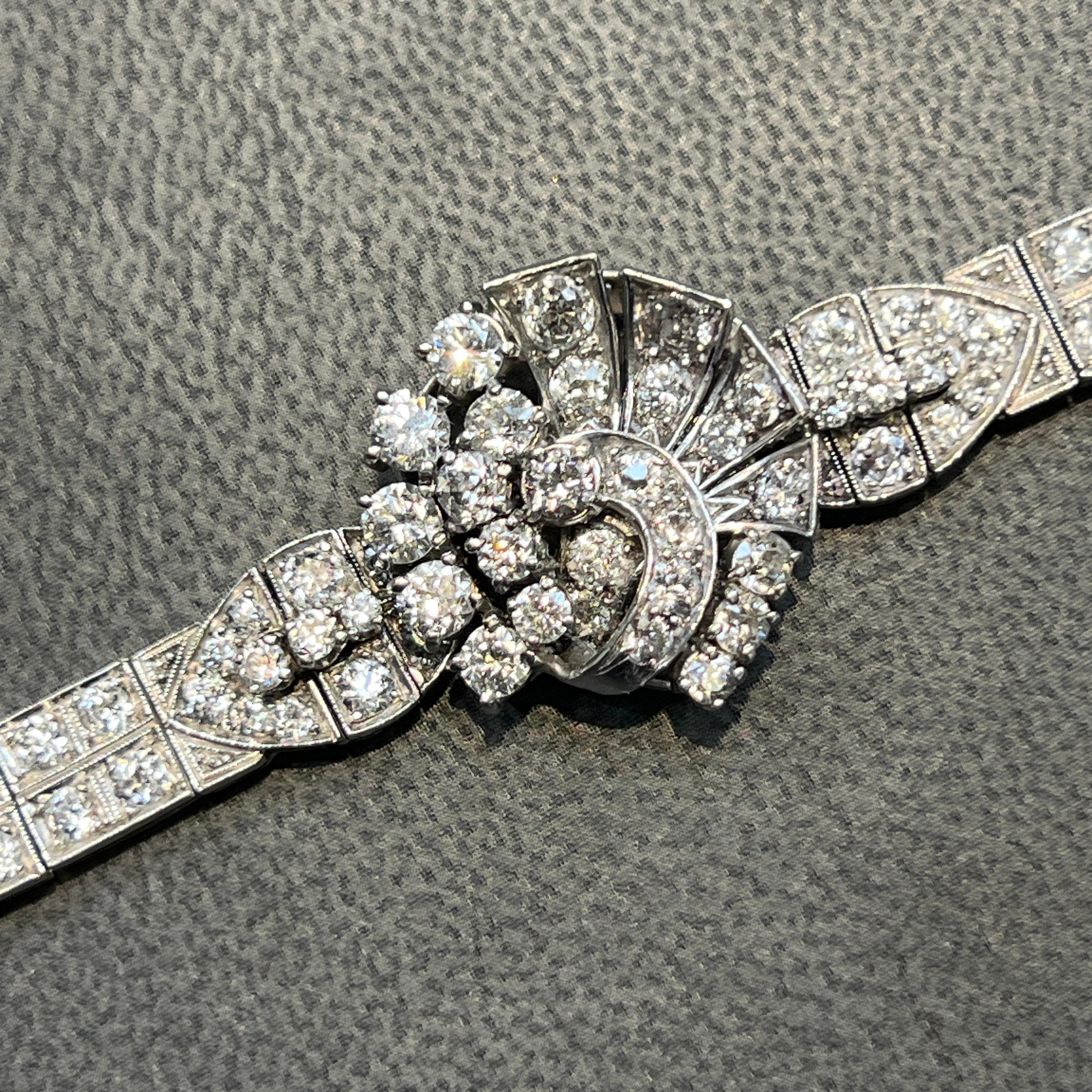 Pulsera de diamantes Art Déco en Excelente estado para la venta en New York, NY