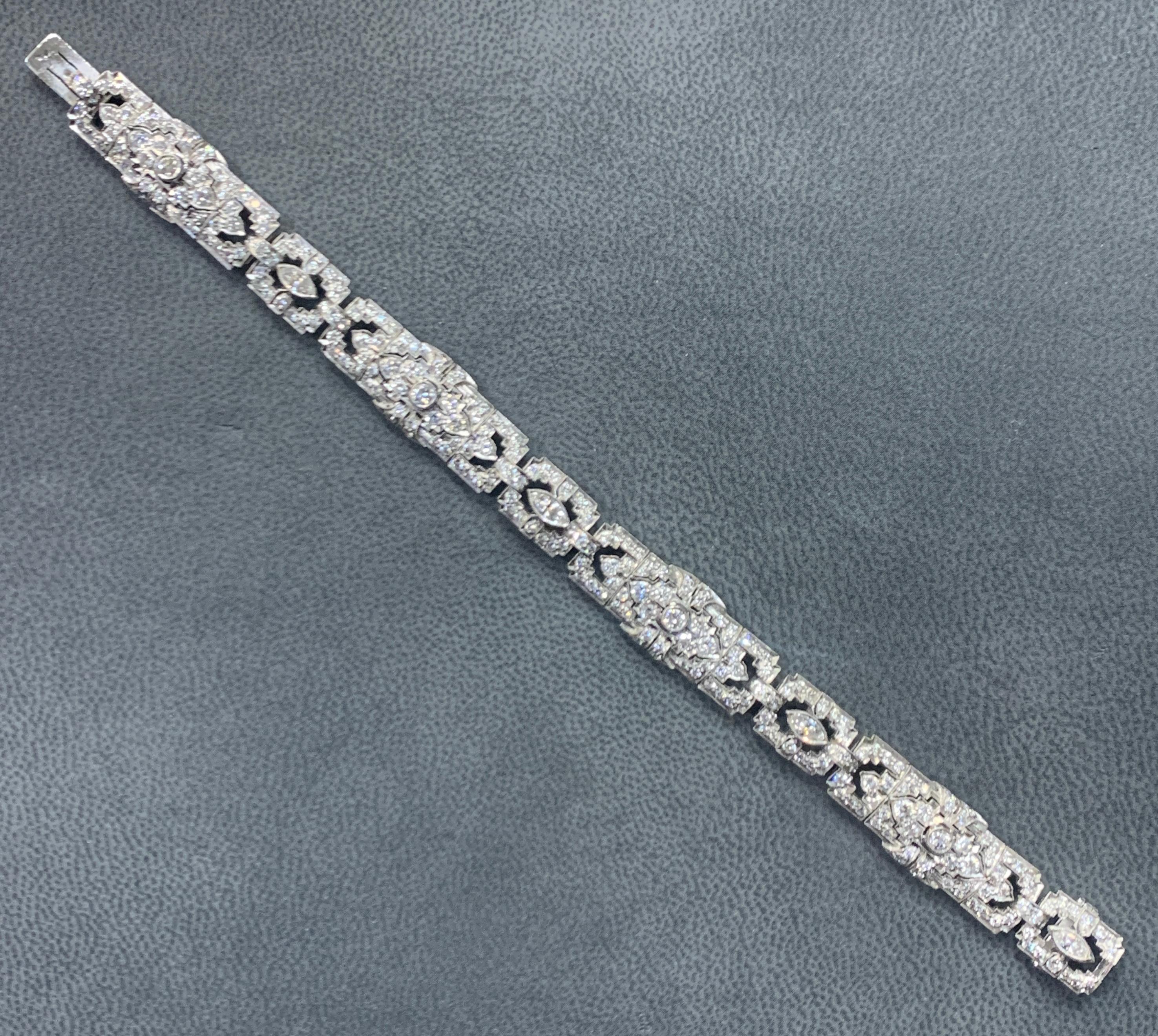 Pulsera de diamantes Art Déco en Excelente estado para la venta en New York, NY