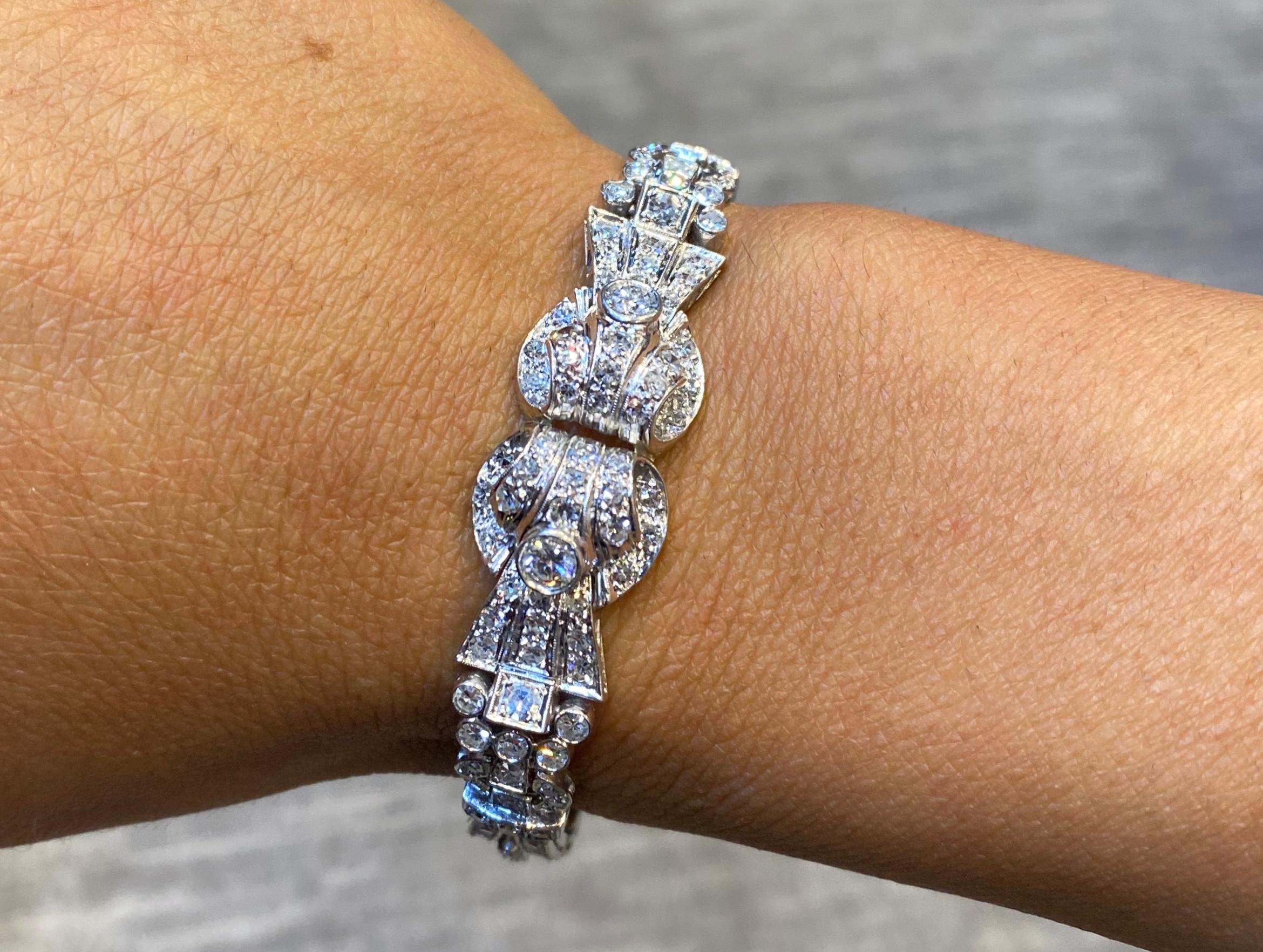 Art Deco Diamond Bracelet In Excellent Condition For Sale In New York, NY