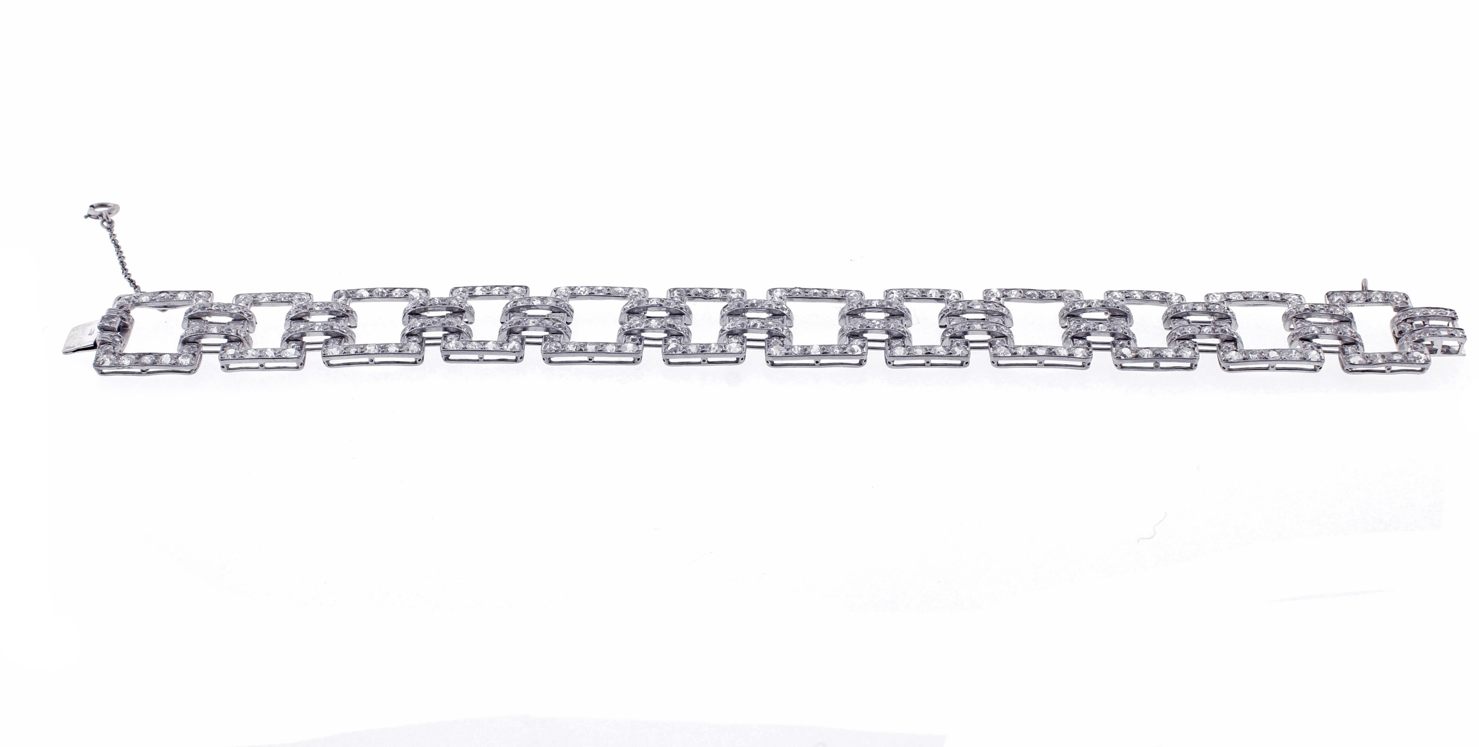 Diamond Open Link Antique Edwardian Bracelet In Good Condition In Bethesda, MD