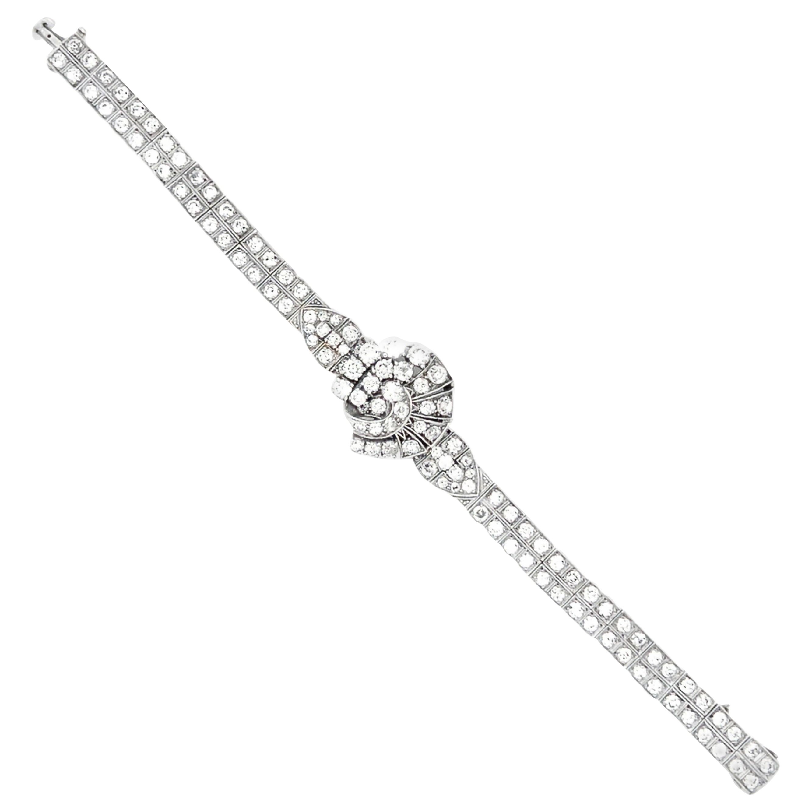 Pulsera de diamantes Art Déco en venta
