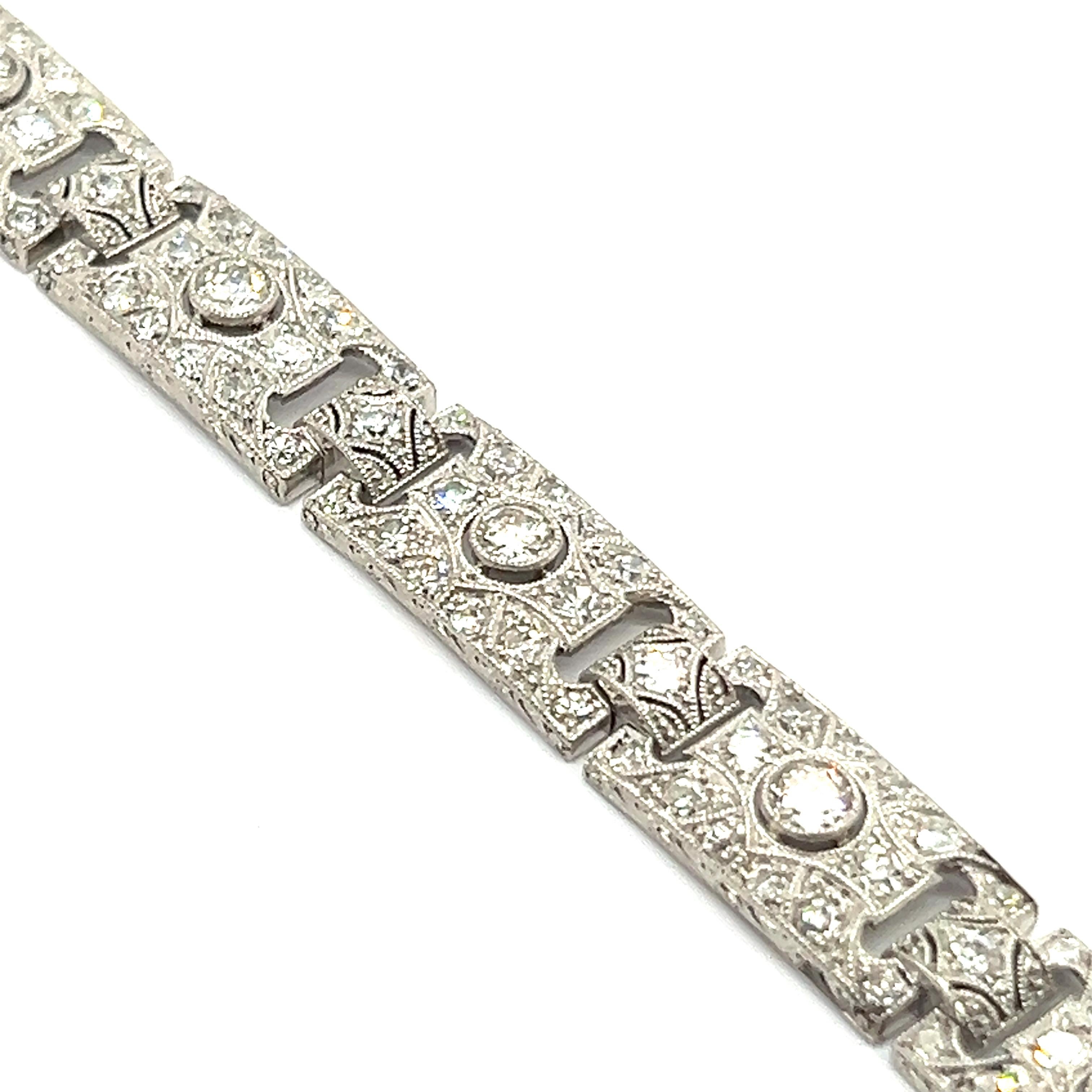 Art Deco Diamond Bracelet in Platinum 950 For Sale 5