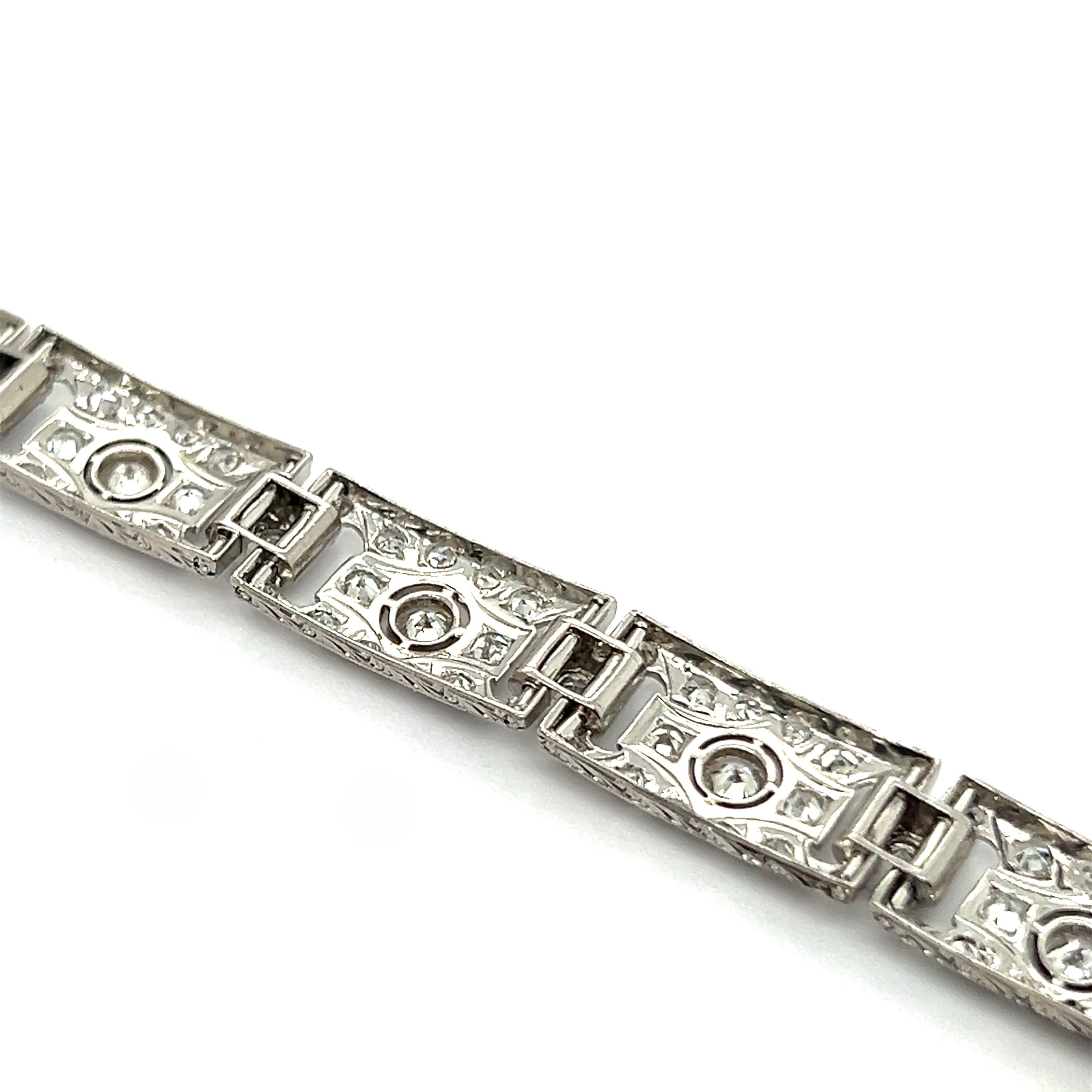 Art Deco Diamond Bracelet in Platinum 950 For Sale 6
