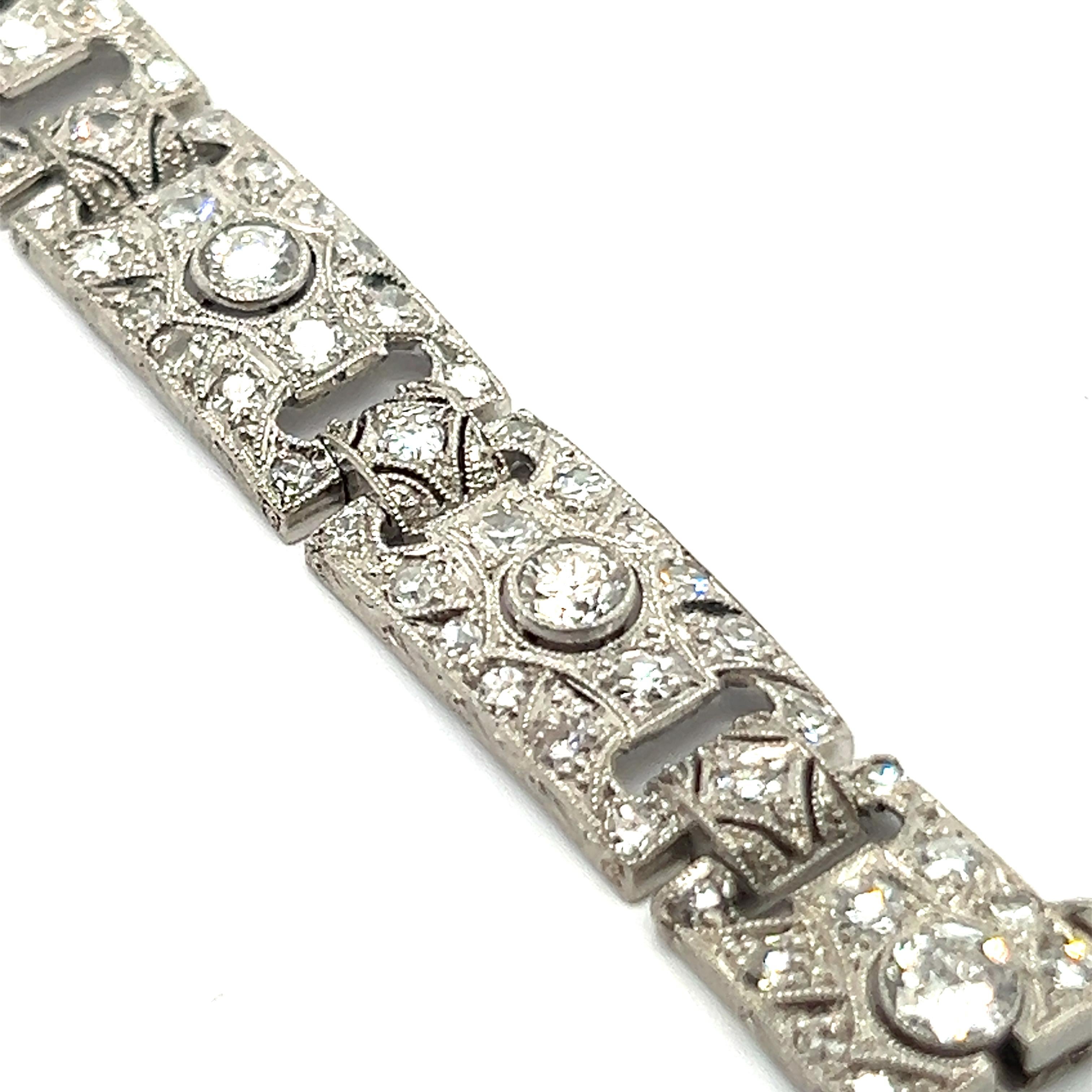 Art Deco Diamond Bracelet in Platinum 950 For Sale 7