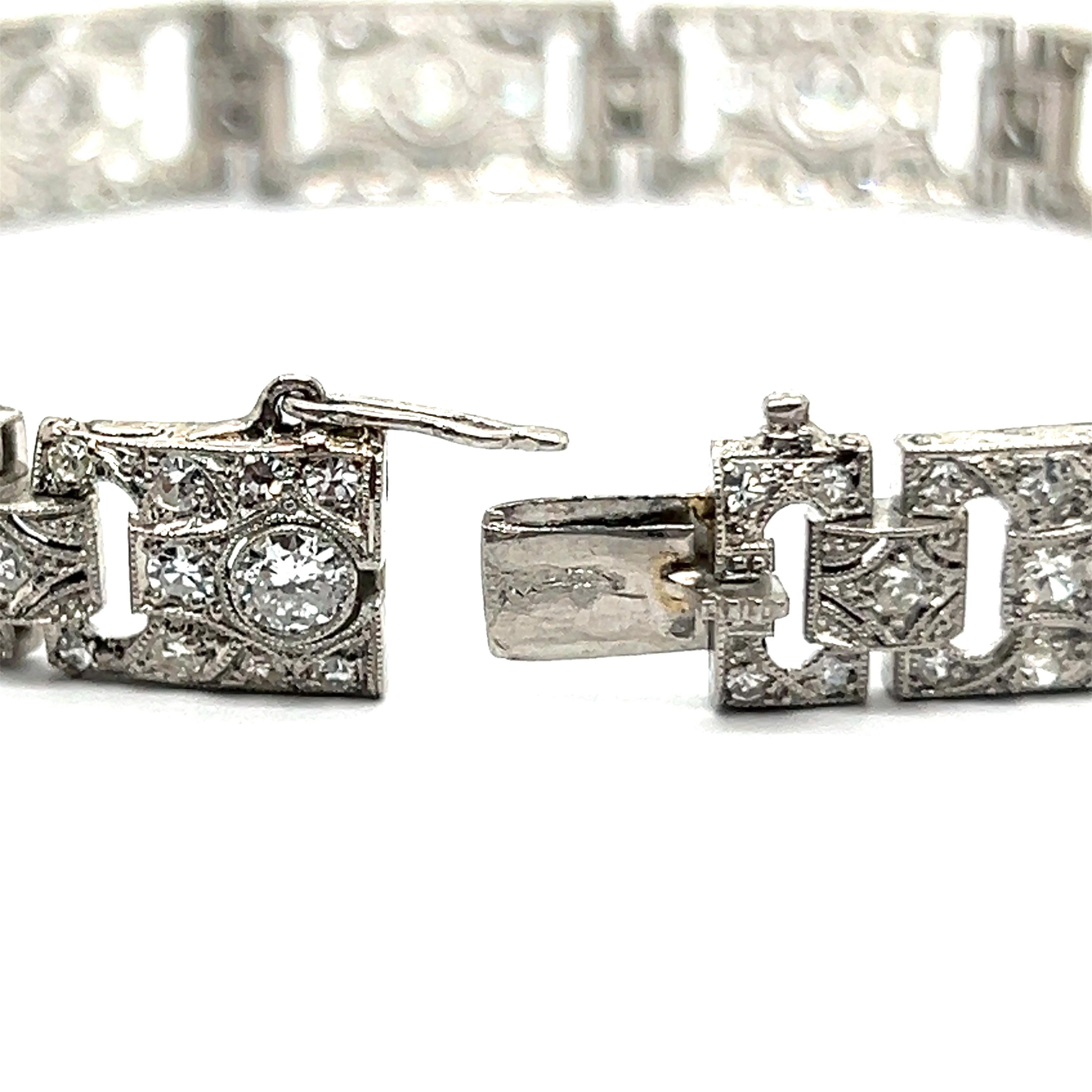 Art Deco Diamond Bracelet in Platinum 950 For Sale 8
