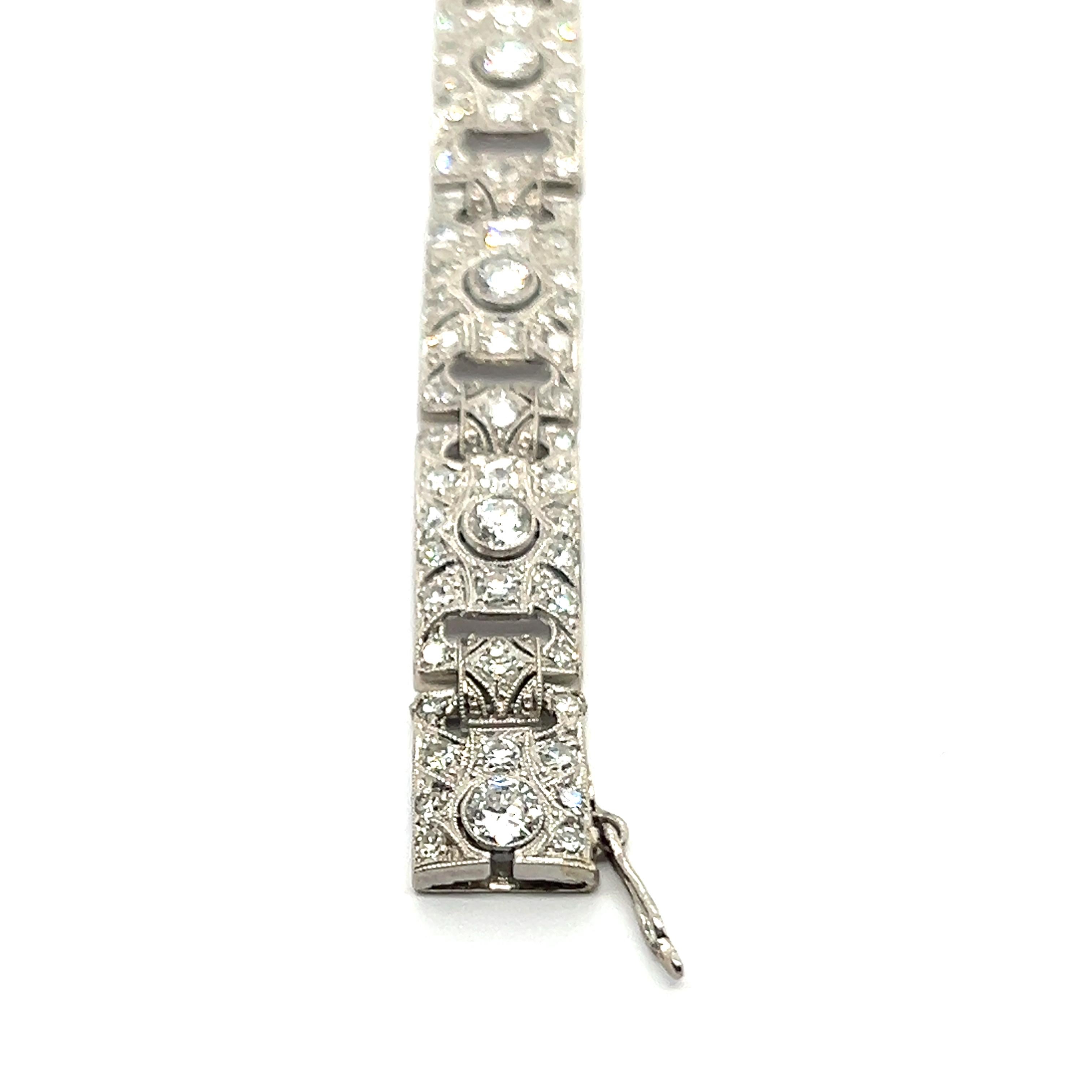 Art Deco Diamond Bracelet in Platinum 950 For Sale 1