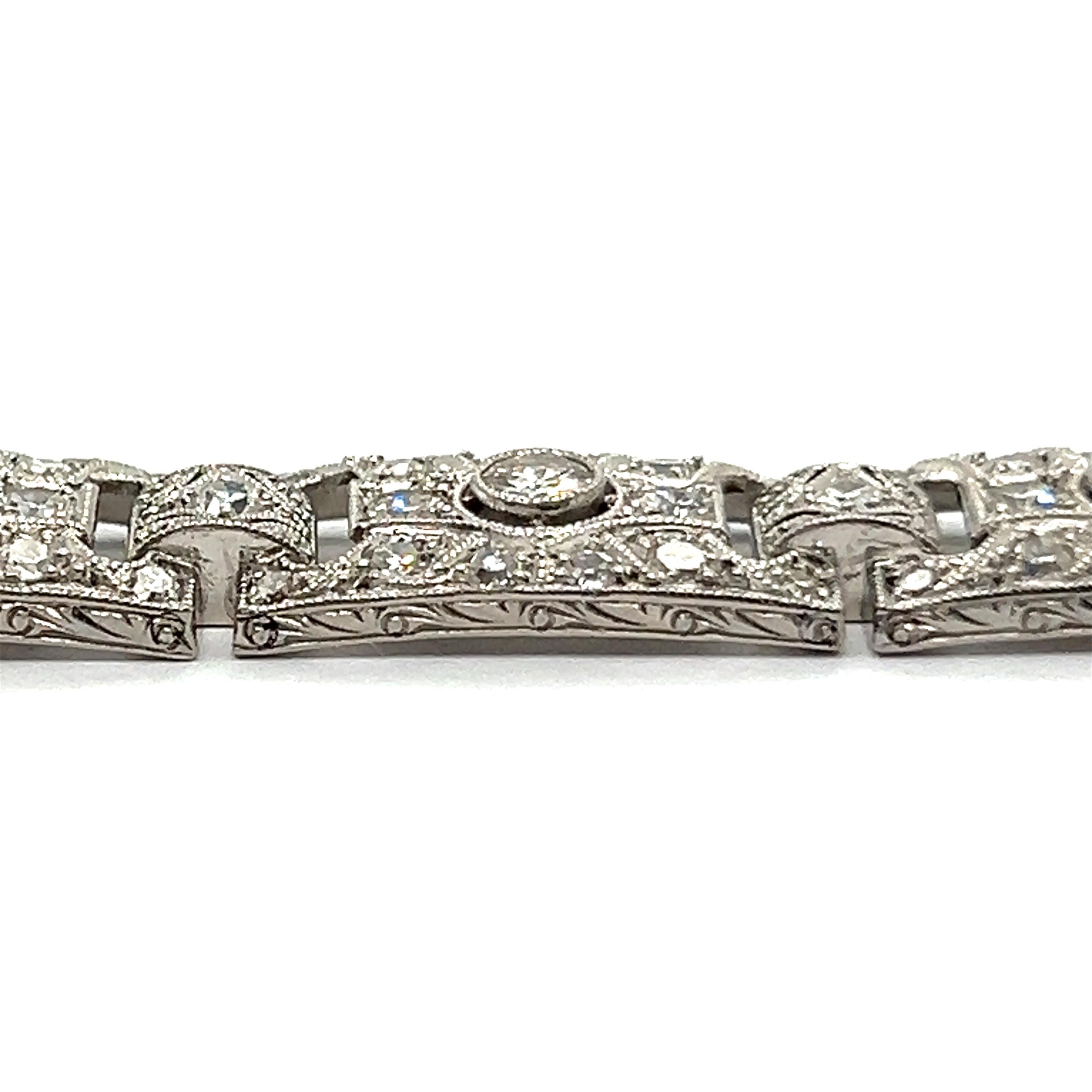 Art Deco Diamond Bracelet in Platinum 950 For Sale 2