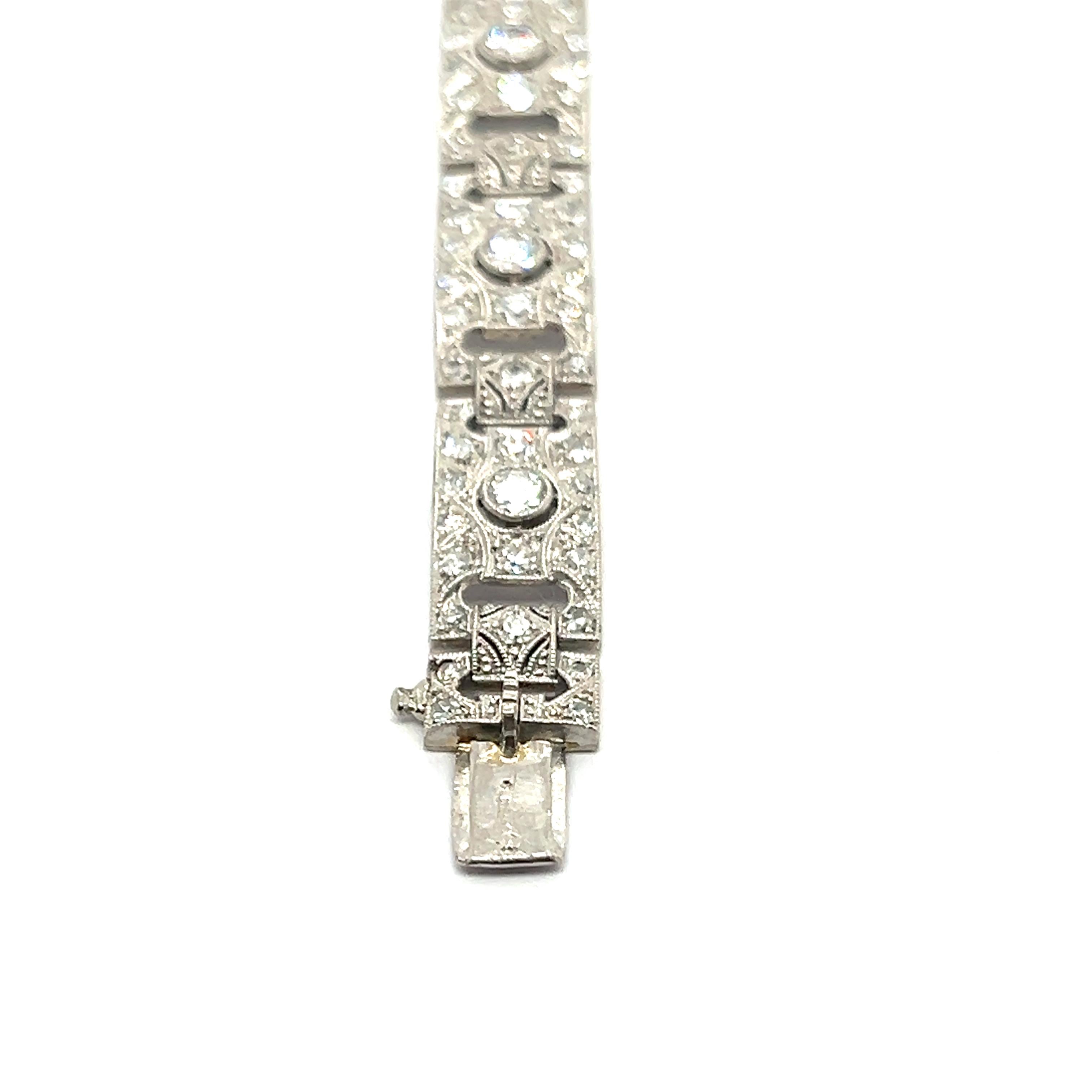 Art Deco Diamond Bracelet in Platinum 950 For Sale 3