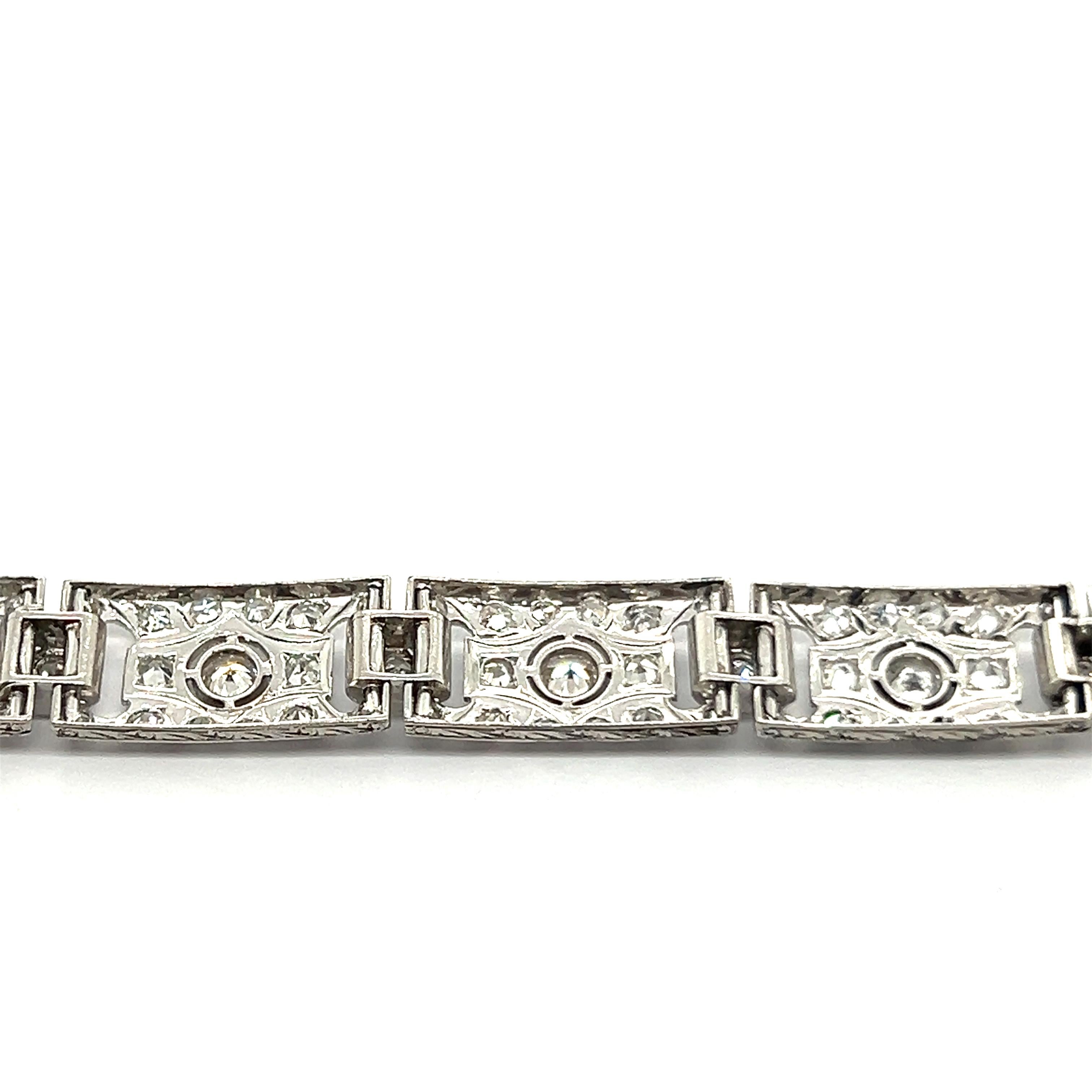 Art Deco Diamond Bracelet in Platinum 950 For Sale 4