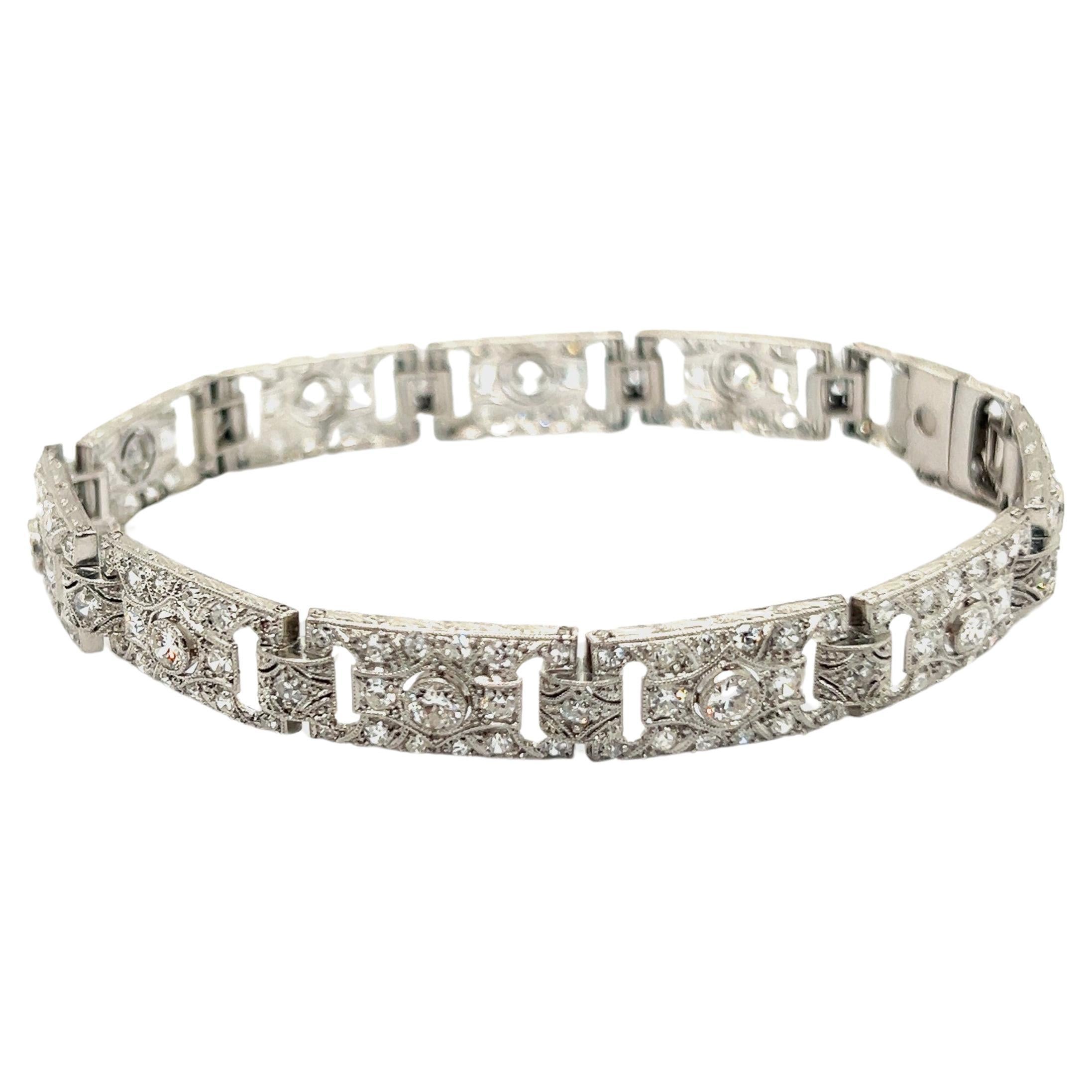 Art-Déco-Diamantarmband aus Platin 950