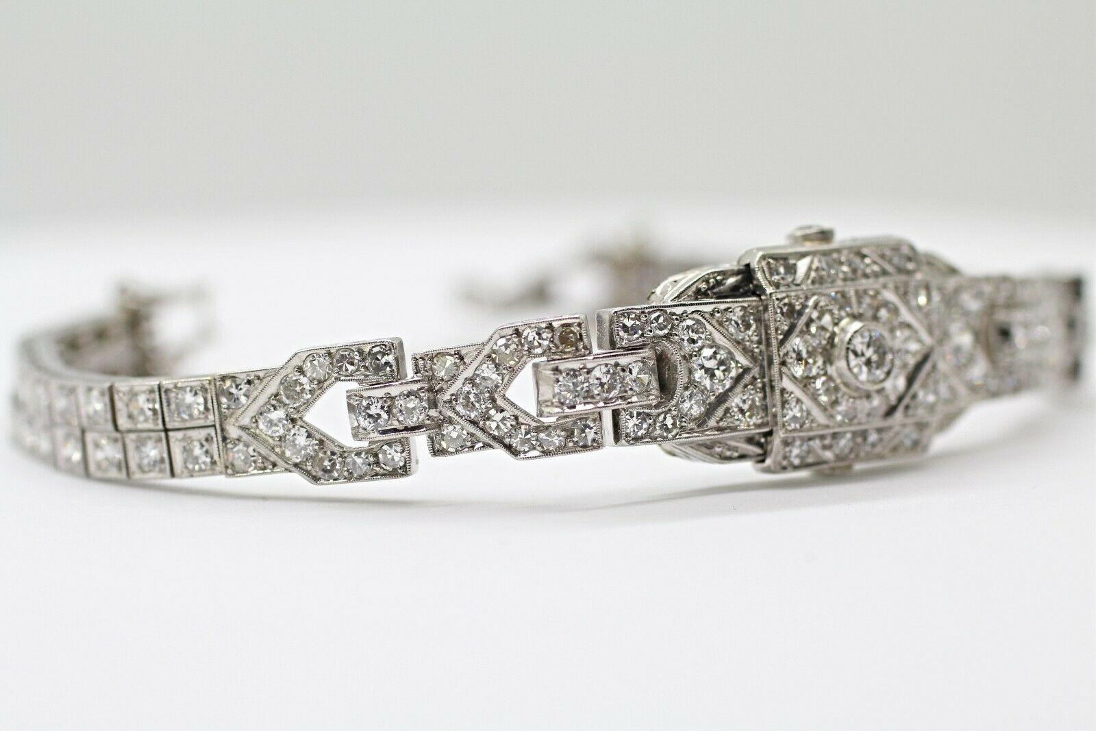 Art Deco Diamond Bracelet Was a Watch Converted to a Bracelet In Excellent Condition In Los Angeles, CA