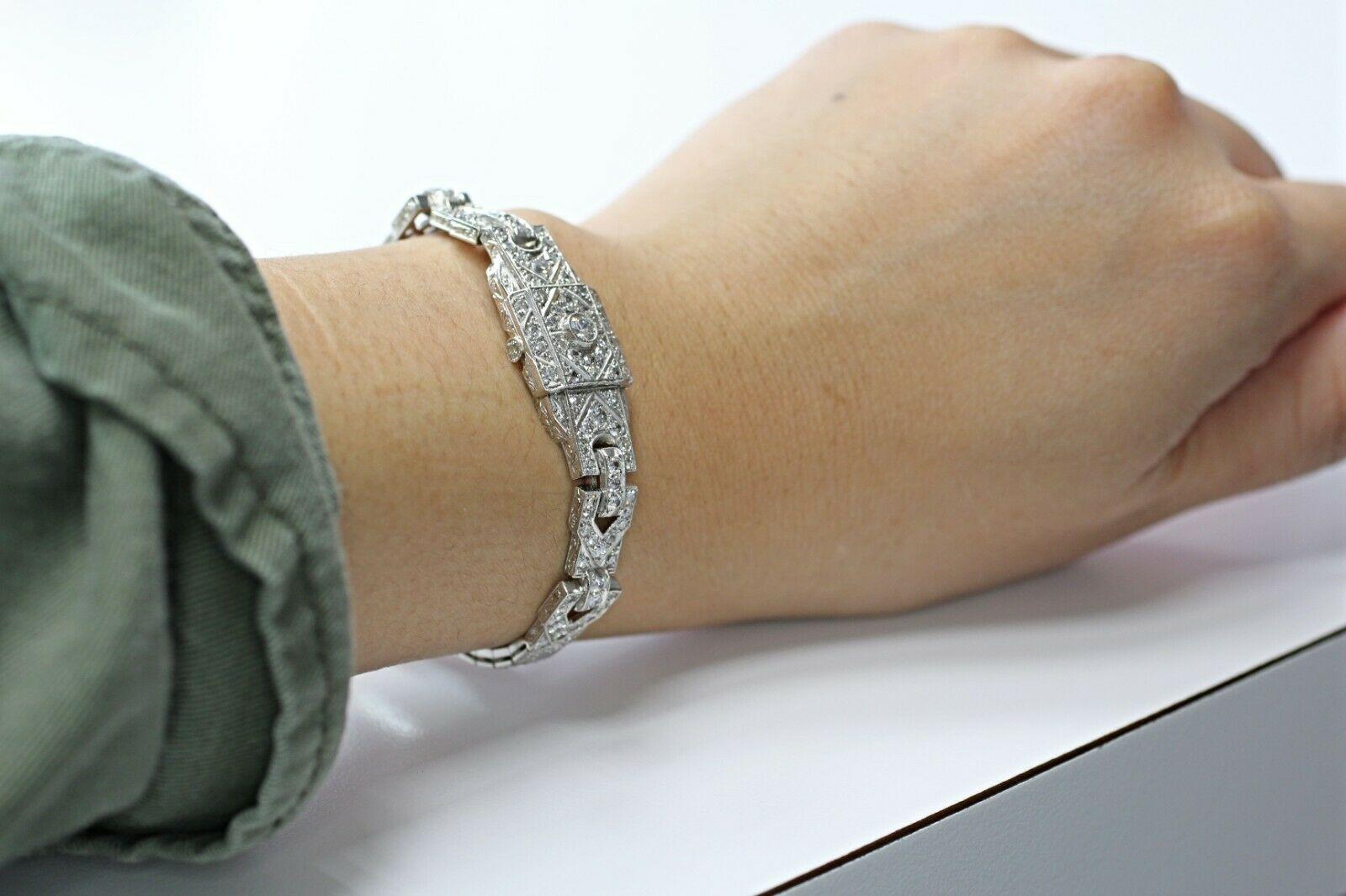 Art Deco Diamond Bracelet Was a Watch Converted to a Bracelet 4
