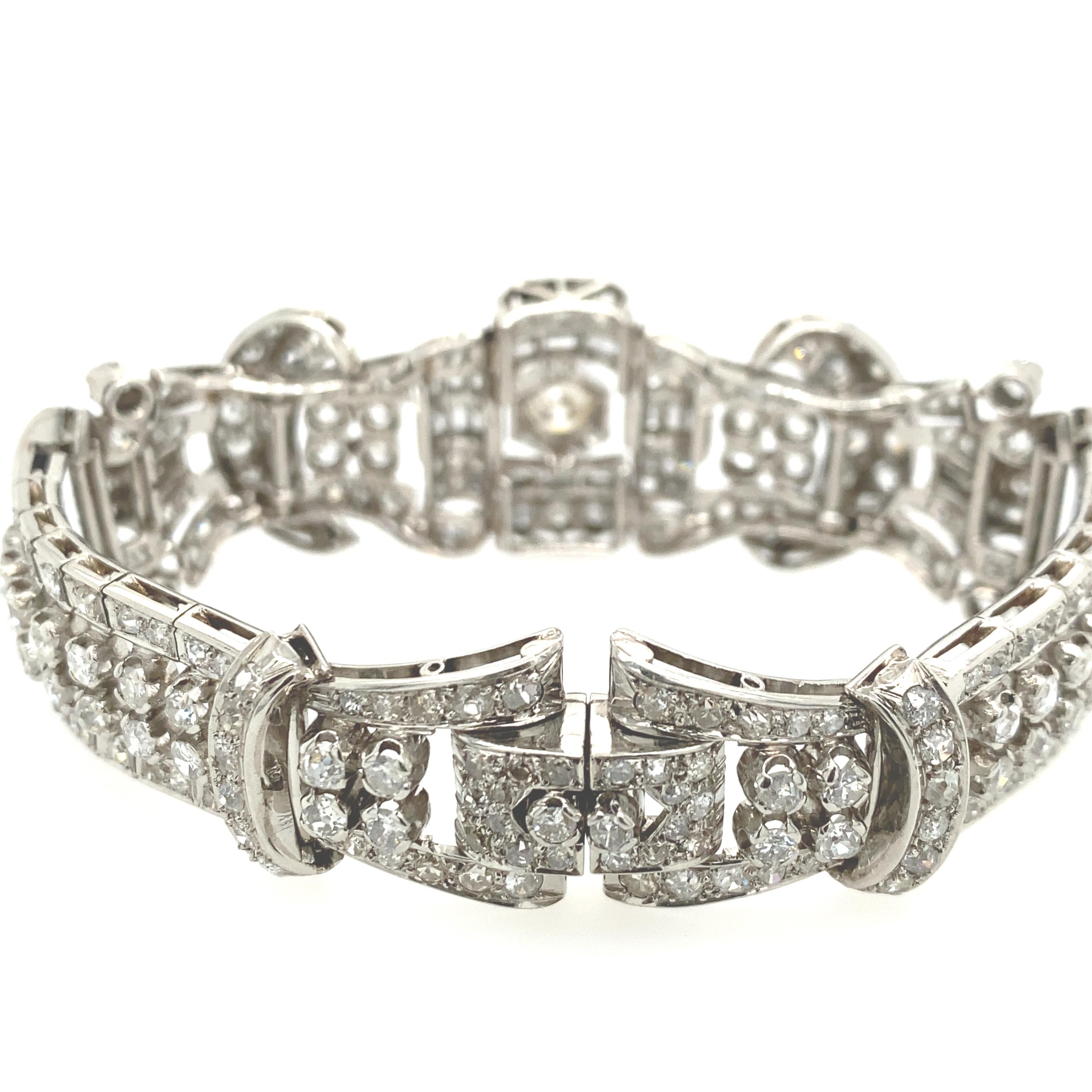 Round Cut Art Deco Diamond Bracelet with 12.50 Carats of Diamonds