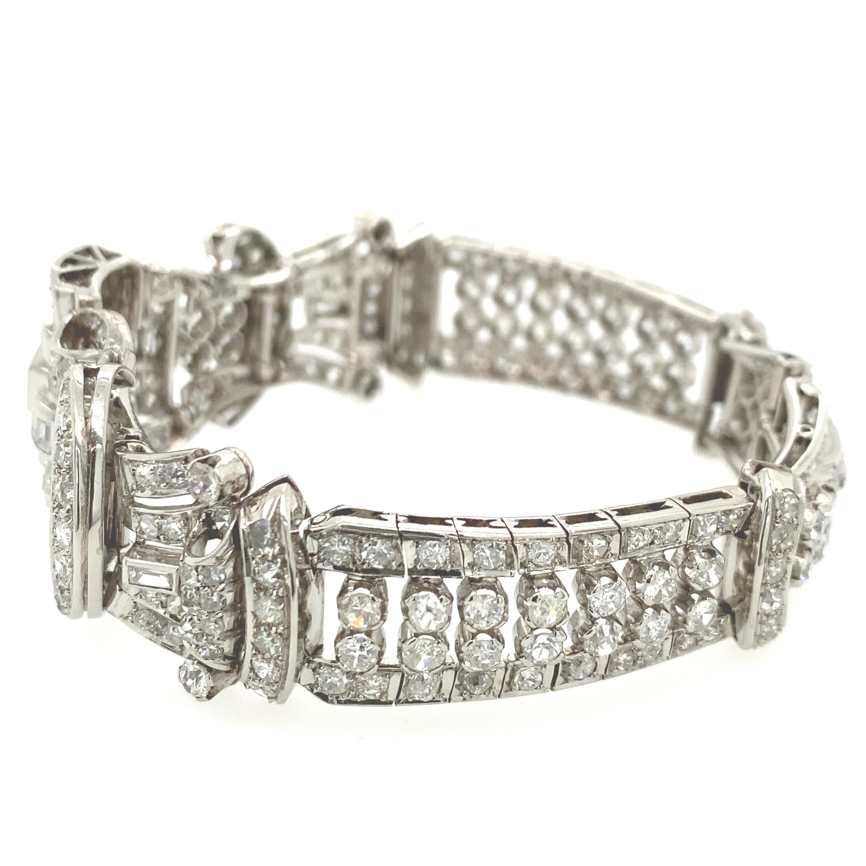 Women's or Men's Art Deco Diamond Bracelet with 12.50 Carats of Diamonds