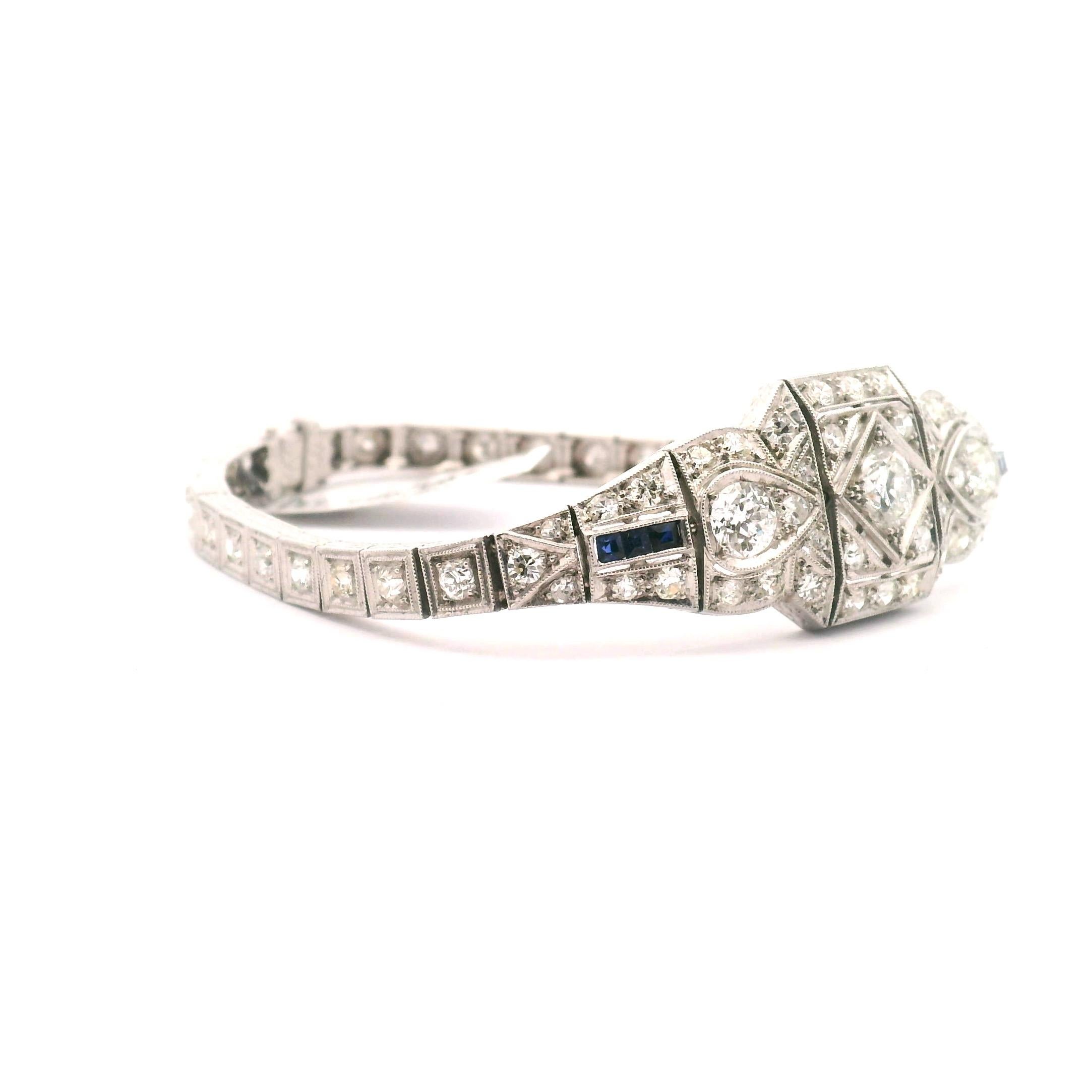 Bracelet Art déco avec saphirs Bon état - En vente à Sausalito, CA