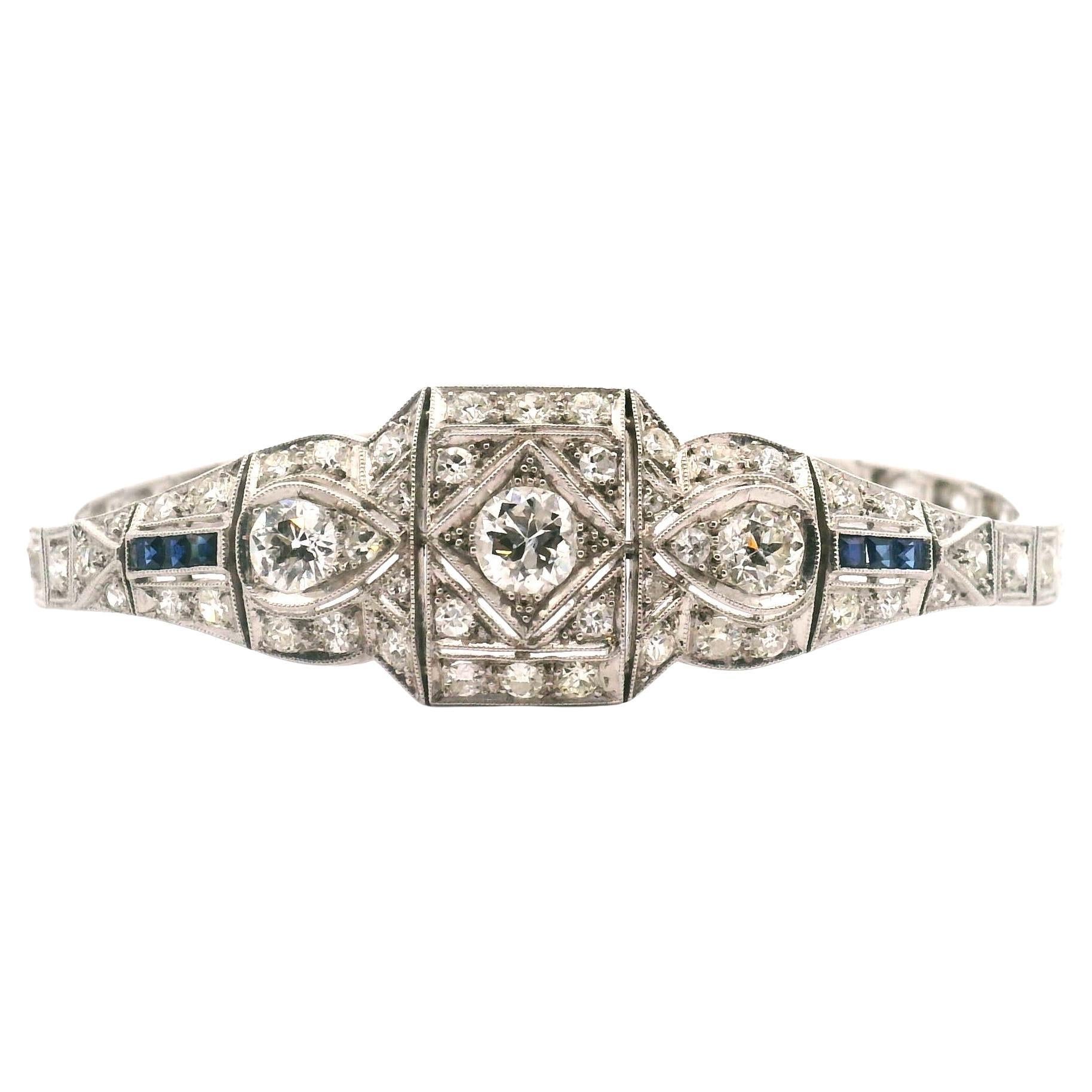 Bracciale Art Deco con diamanti e zaffiri