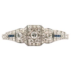 Art Deco Diamond Bracelet With Sapphires