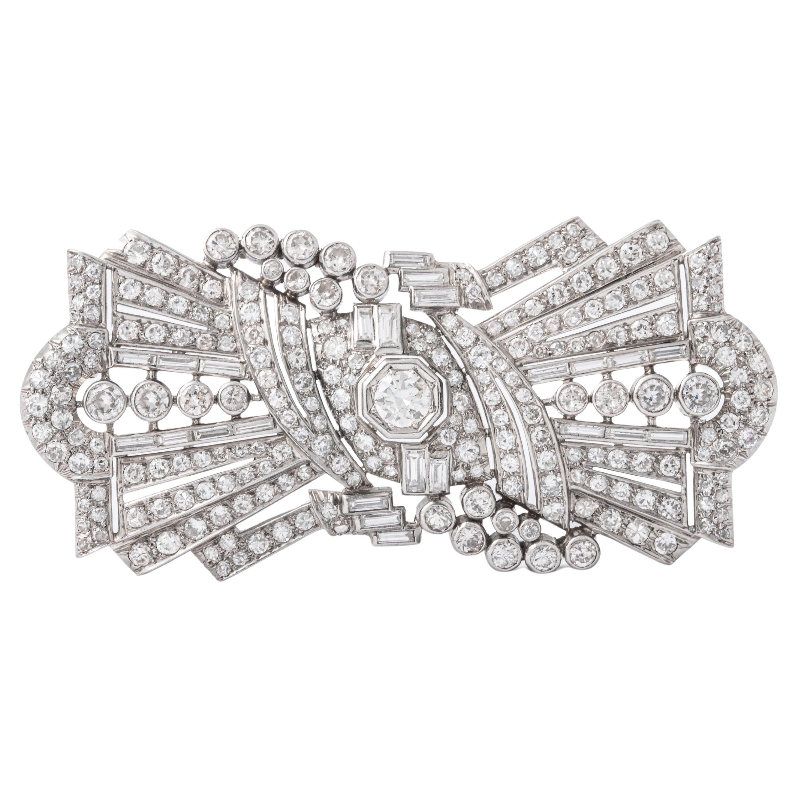 Art Deco Diamond Brooch 1930S For Sale