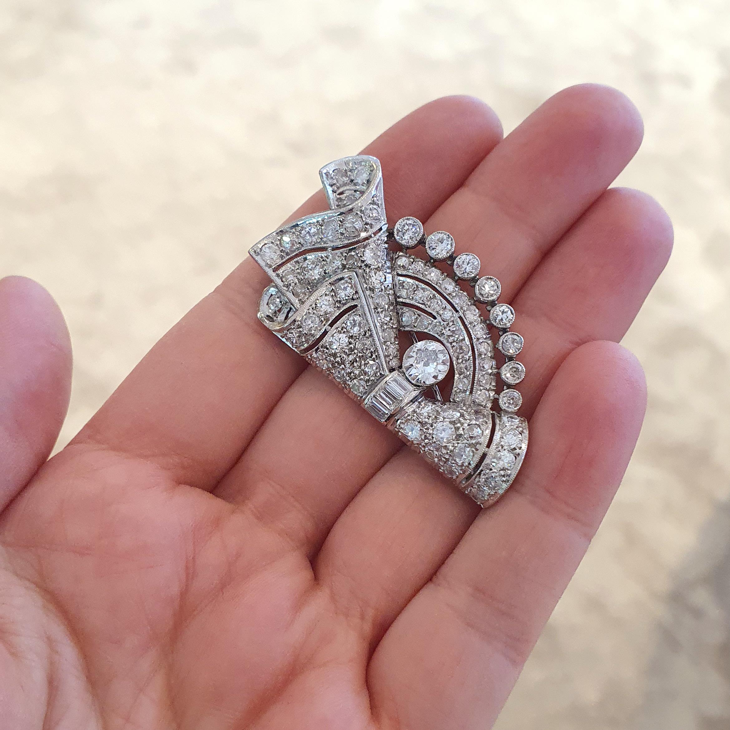Art Deco Diamond Brooch 1950S For Sale 1