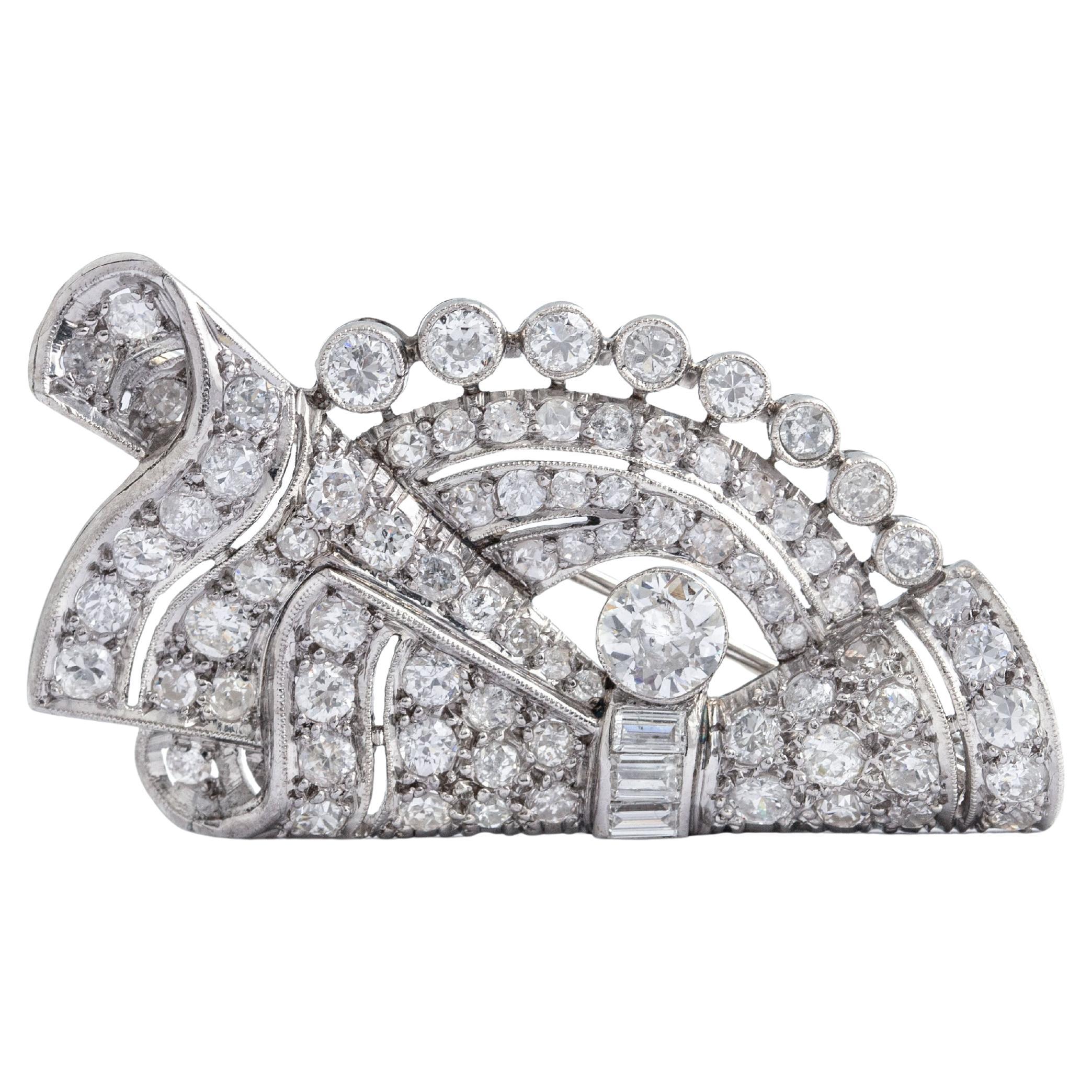 Art Deco Diamond Brooch 1950S
