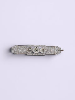 Art-Déco-Diamantbrosche, ca. 4,00 Karat, VVS1, Platin