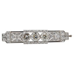 Art-Déco-Diamantbrosche, ca. 4,00 Karat, VVS1, Platin