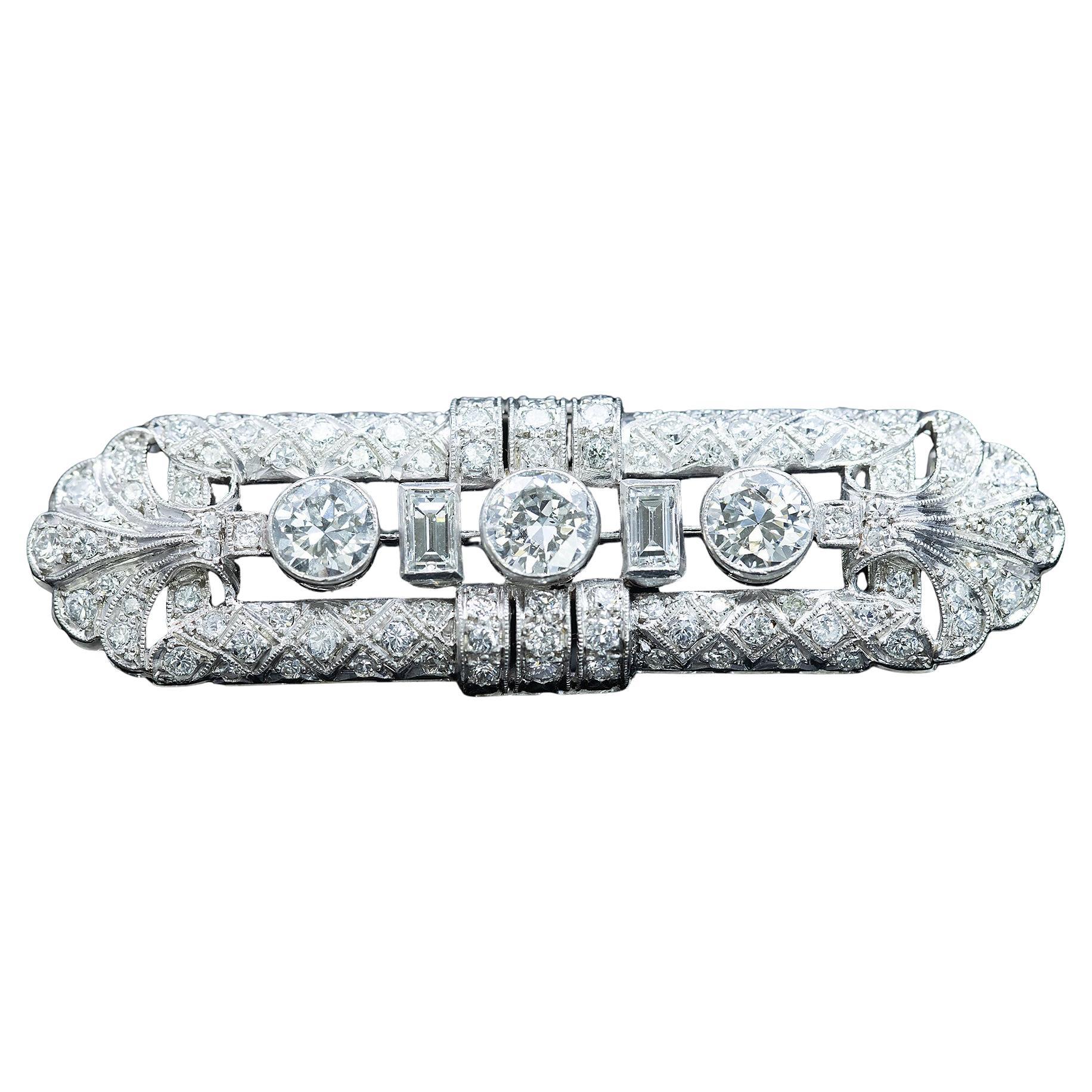 Art Deco Diamond Brooch Circa 1920s