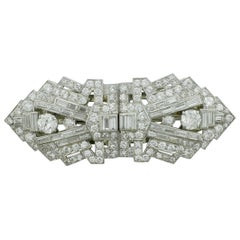 Art Deco Diamond Brooch Clips circa 1920s 7.70 Carat