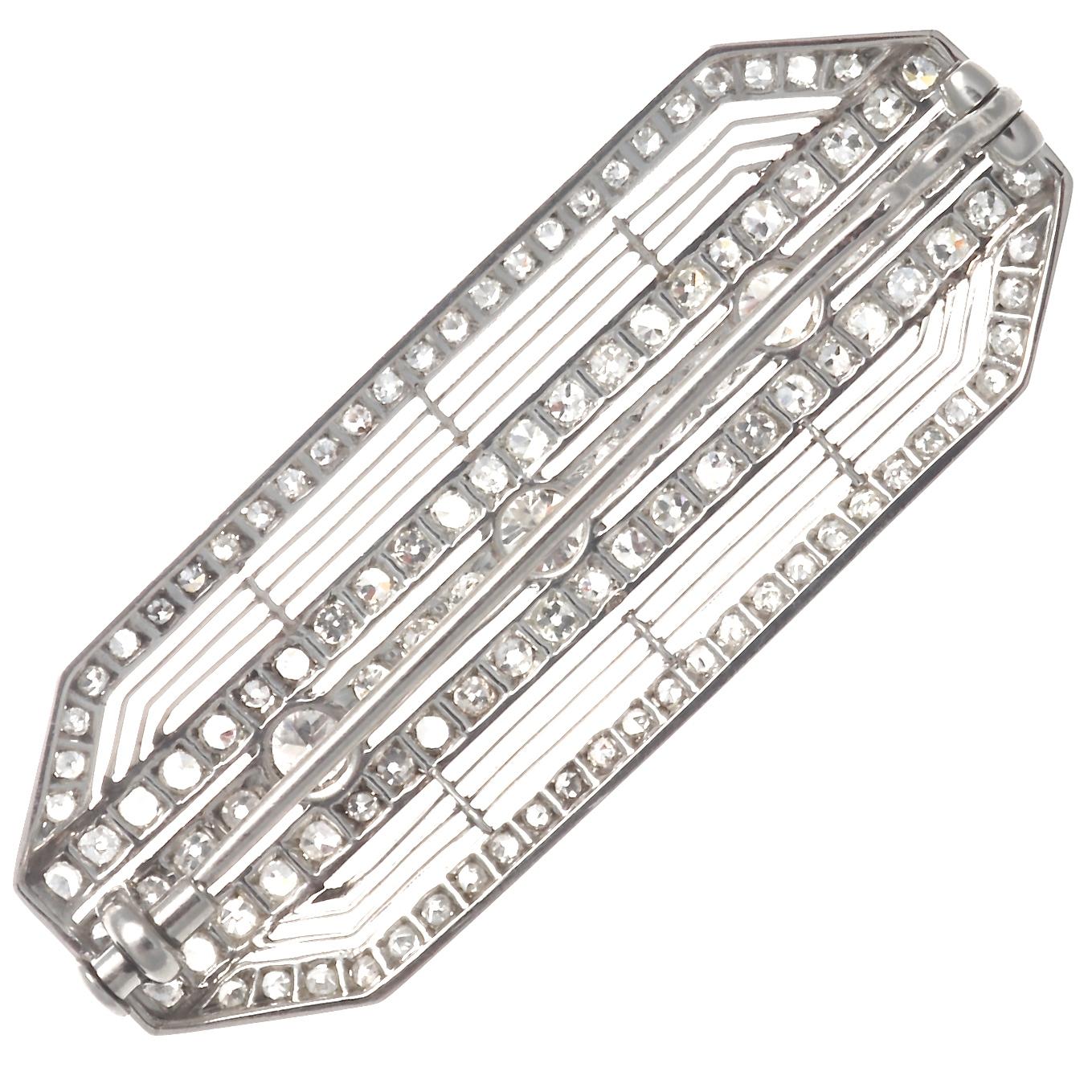 Old European Cut Art Deco Diamond Brooch