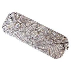 Art Deco Diamond Brooch in Platinum and 18 Karat White Gold