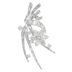 Art Deco Diamond Brooch In Platinum.