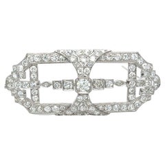 Art Deco 5.50 Carat Old European Cut Diamond Platinum Brooch Pin