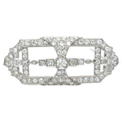 Antique Art Deco 5.50 Carat Old European Cut Diamond Platinum Brooch Pin