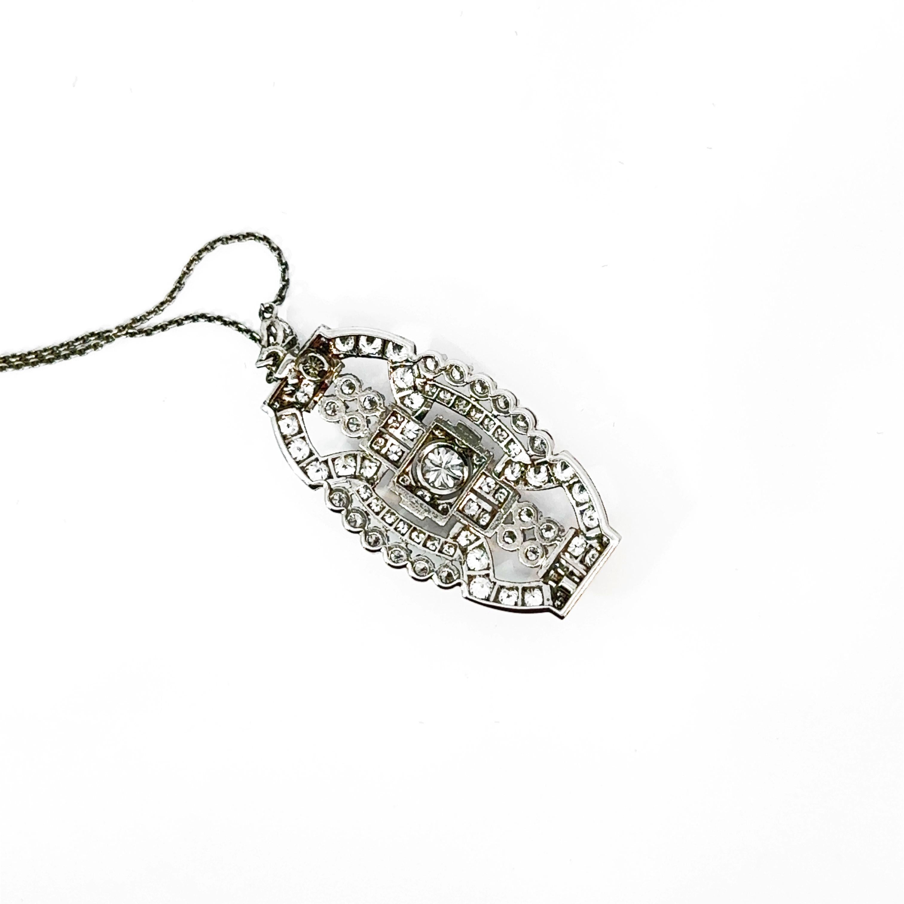 Art Deco Diamond Brooch/Necklace For Sale 1
