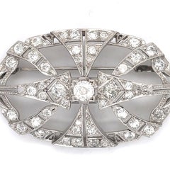 Broche Art déco en platine, diamant taille vieille Europe de 4 carats, 1913-1929