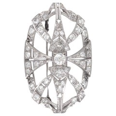 Broche Art déco en platine, diamant taille vieille Europe de 4 carats, 1913-1929