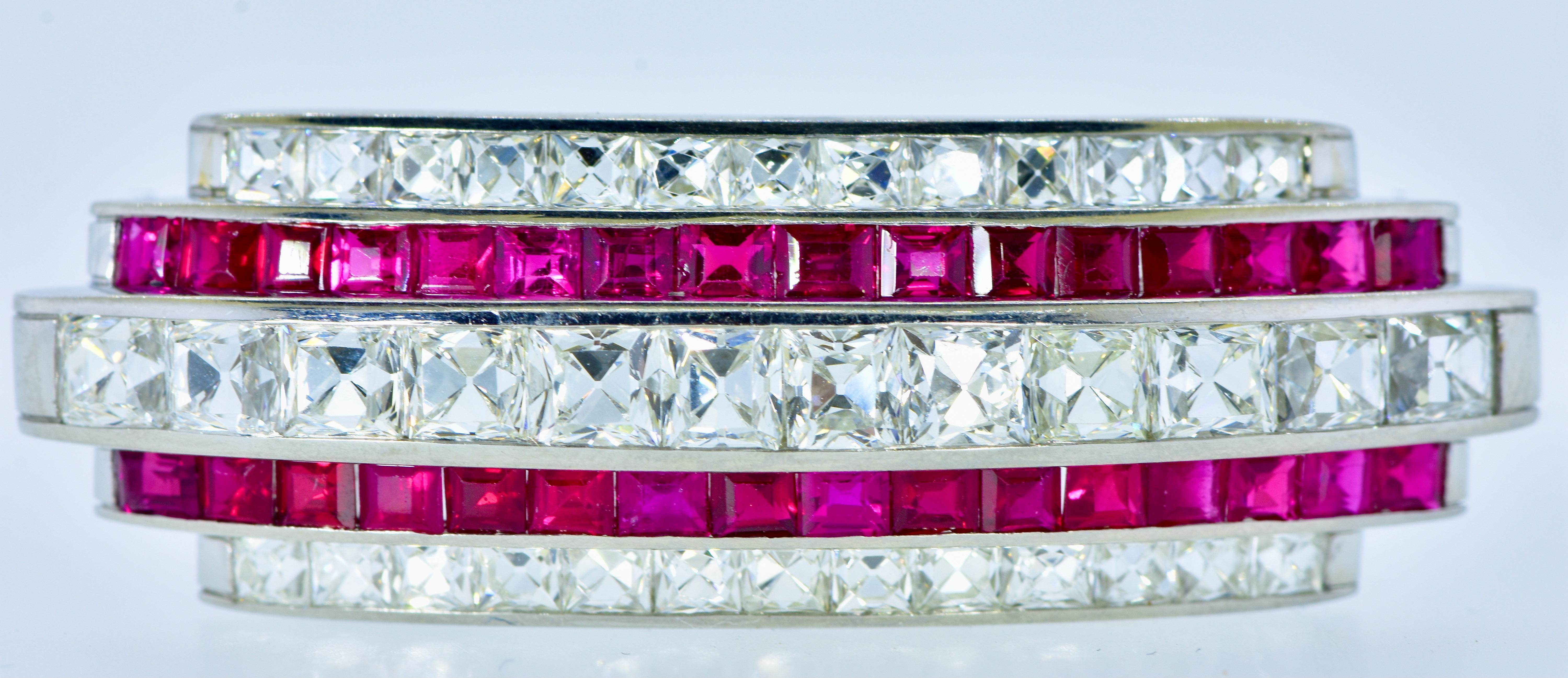 Art Deco Diamond & Burma Sapphire & Ruby  Brooches, one by Cartier, c. 1920. For Sale 7