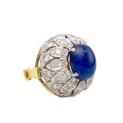 Art Deco Diamond & Cabochon Sapphire Ring