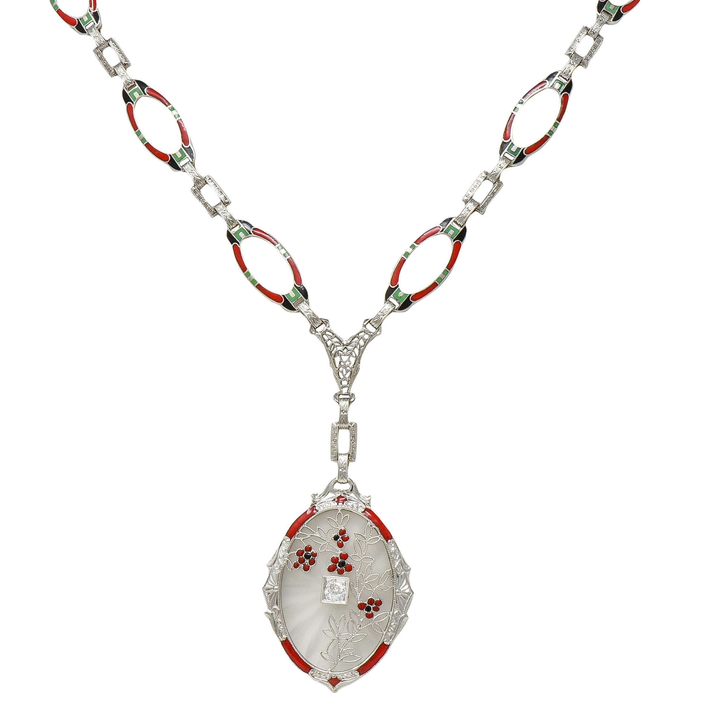 Collana Sartuoir in oro 14K con ciondolo antico in oro 14K e diamante di canfora. in vendita 3