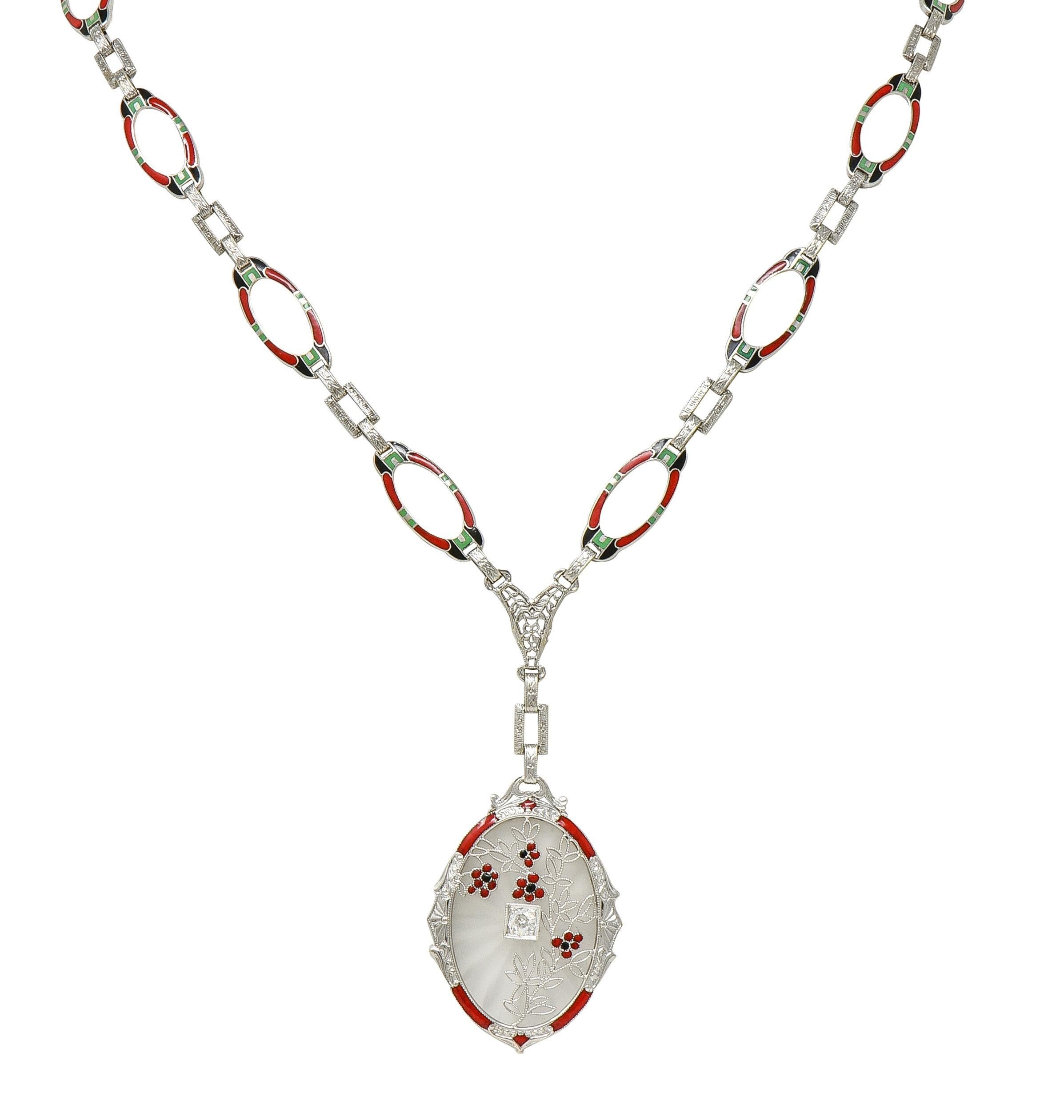 Collana Sartuoir in oro 14K con ciondolo antico in oro 14K e diamante di canfora. in vendita