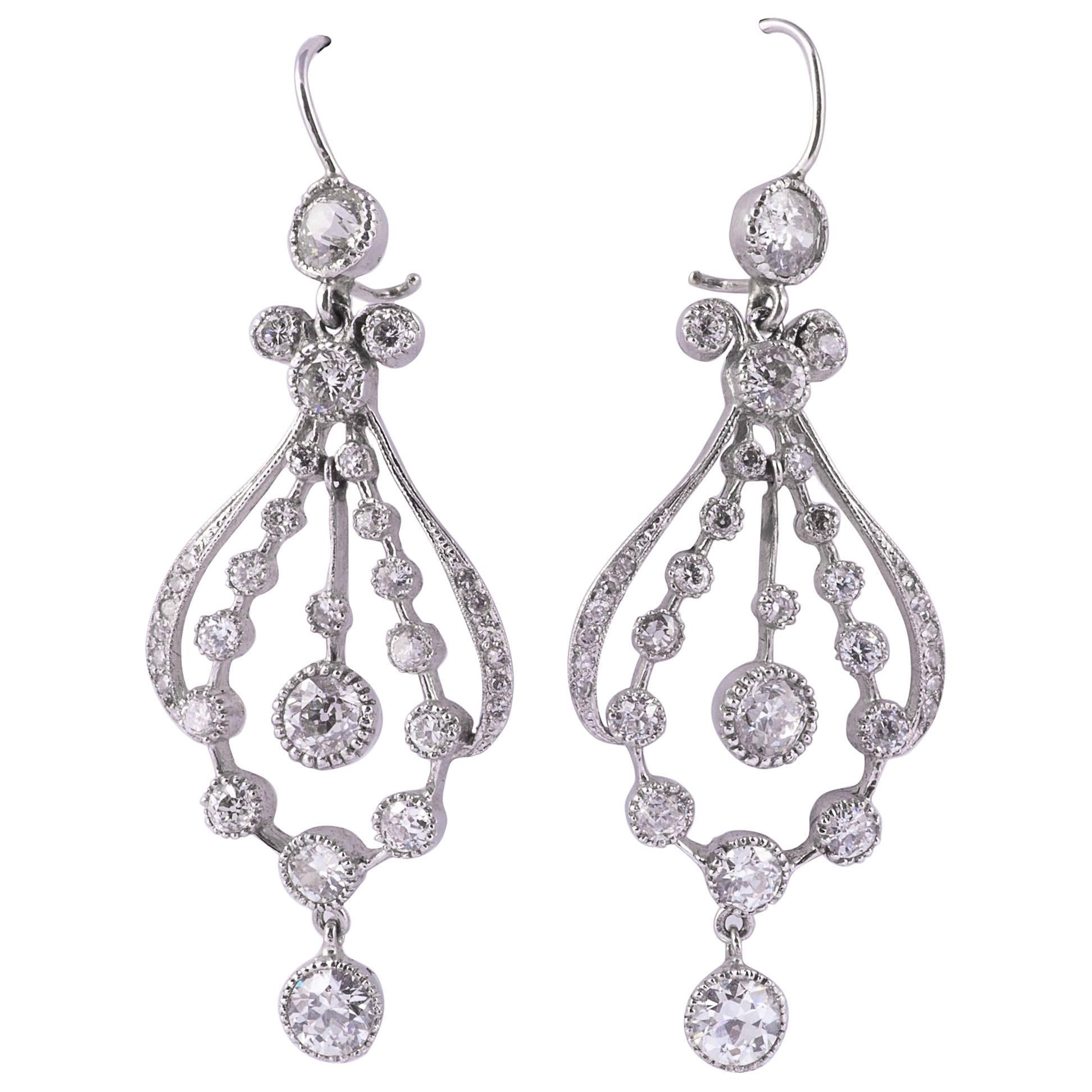 Art Deco Diamond Earrings with 7.30cts of Diamonds 