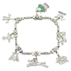 Art Deco Diamond Charm Bracelet