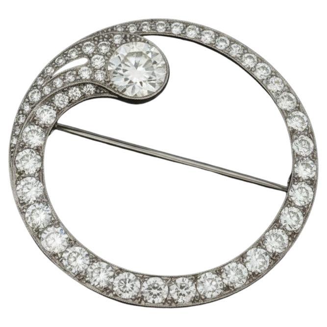 Art Deco Diamant Kreis Platin Brosche