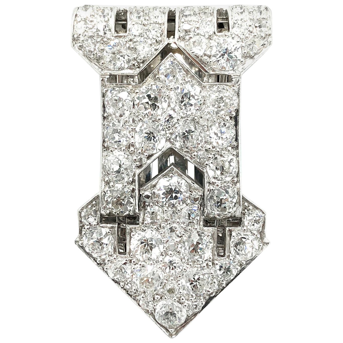 Art Deco Diamond Clip, 1920s For Sale