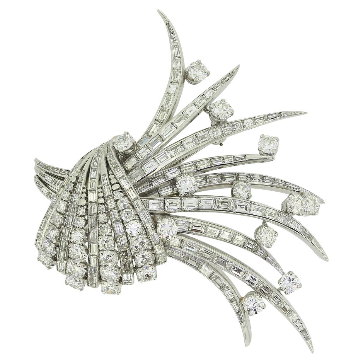 Late Art Deco Diamond Cluster Brooch
