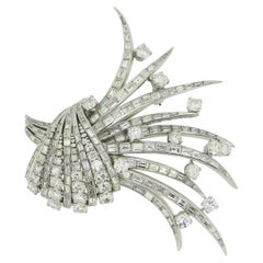 Late Art Deco Diamond Cluster Brooch