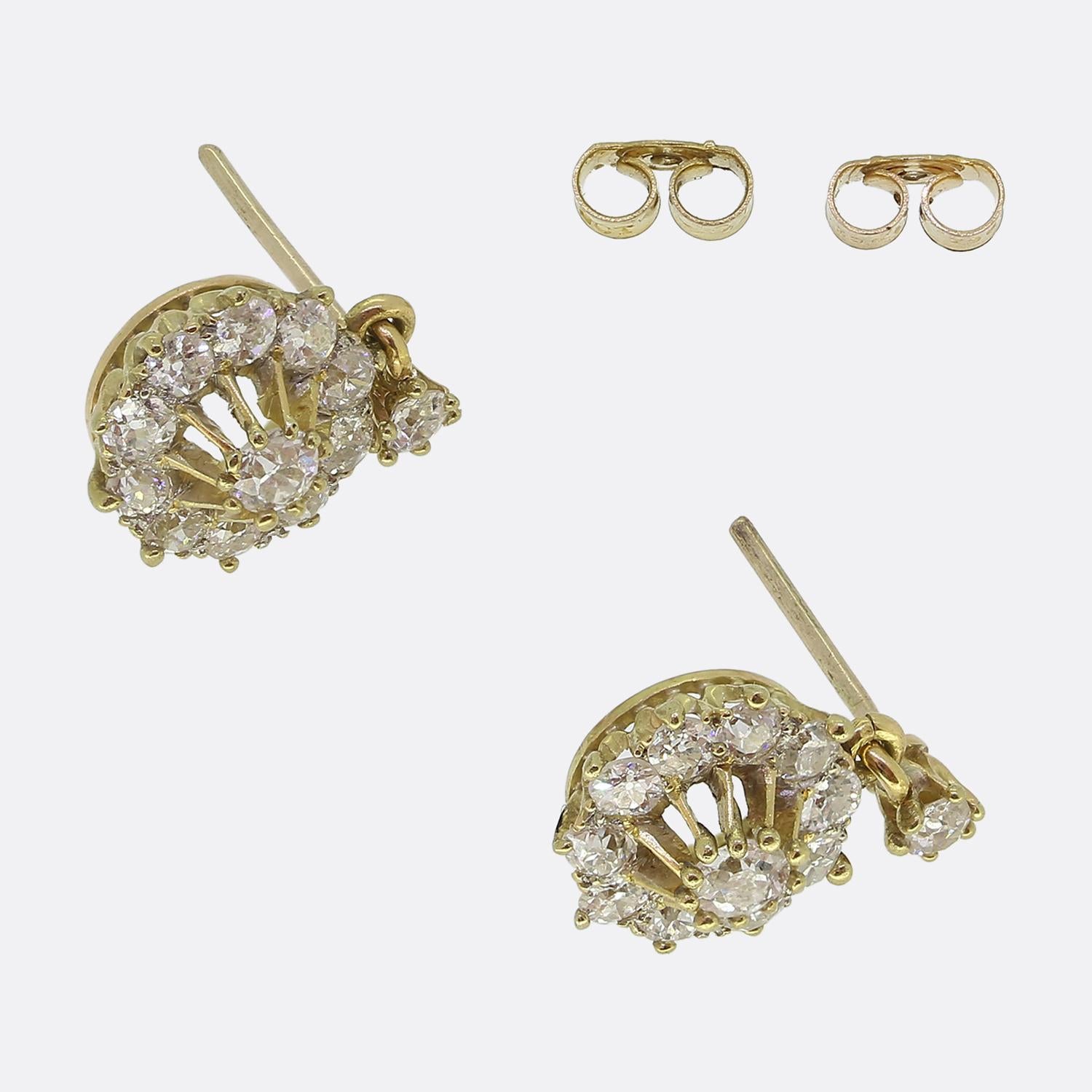 Taglio vecchia miniera Orecchini a goccia con diamanti Art Déco in vendita